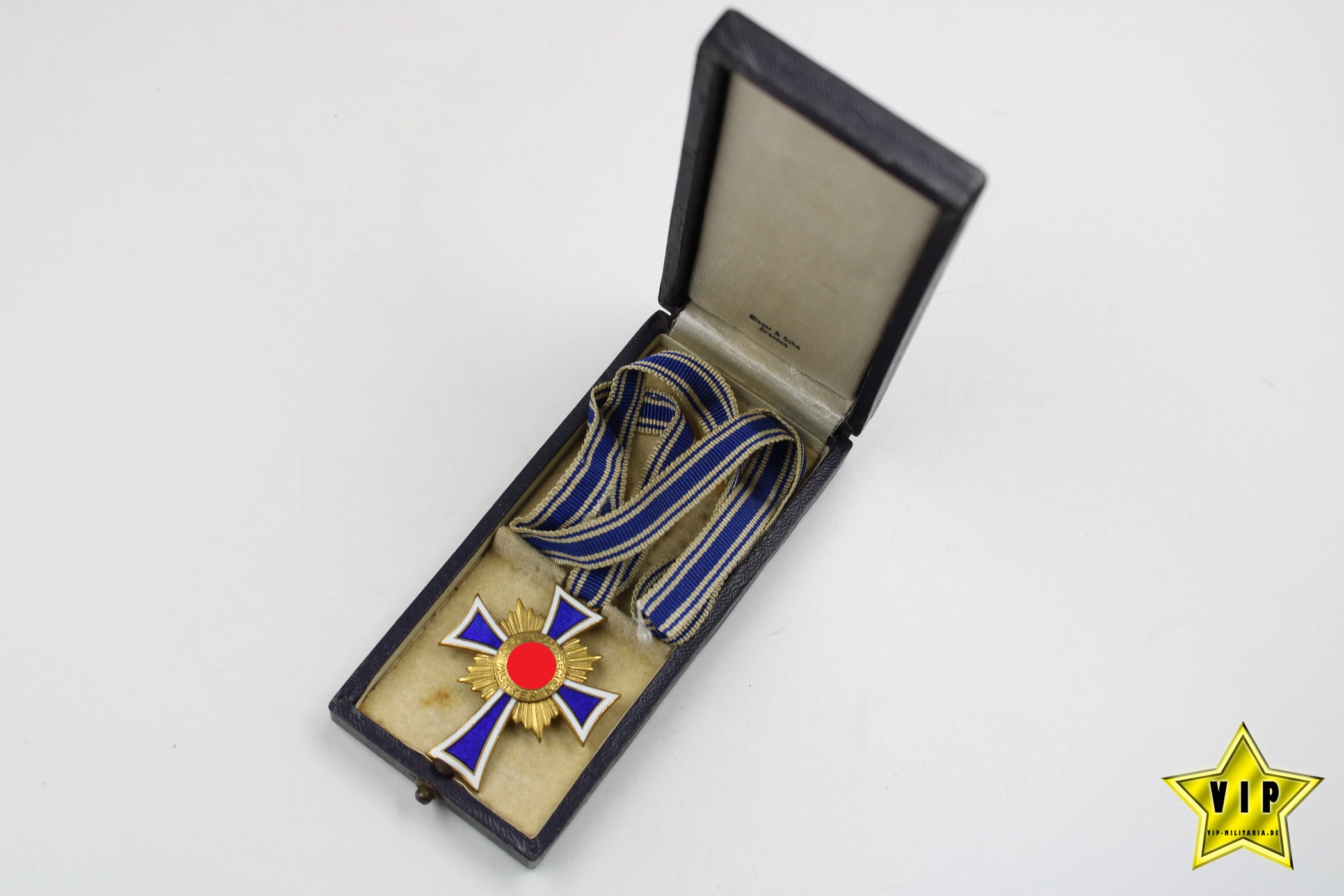 Mutterkreuz Gold im Verleihungsetui mit Hersteller 