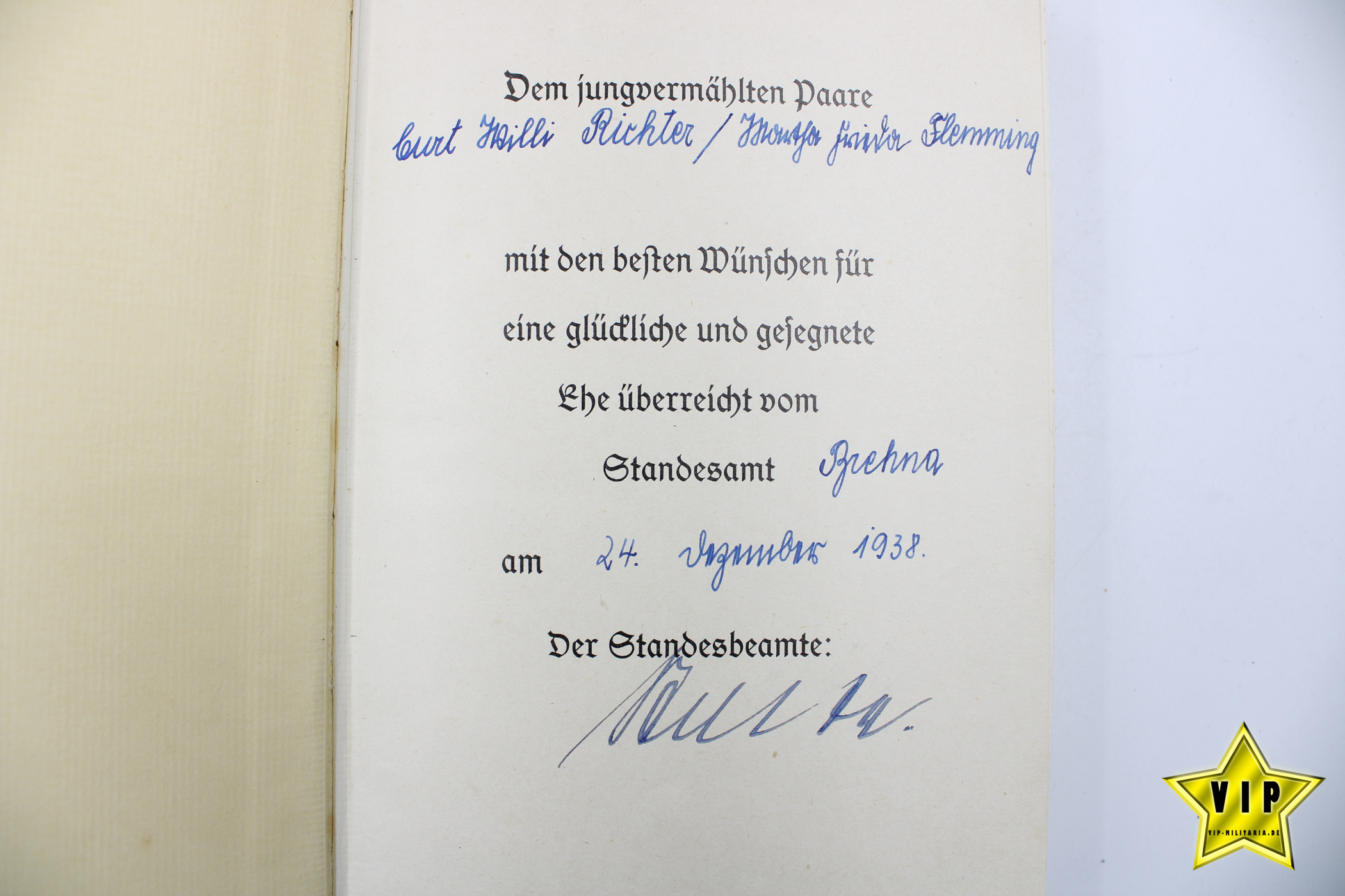 Mein Kampf 1938 Hochzeitsausgabe mit Widmung der Stadt Brehna