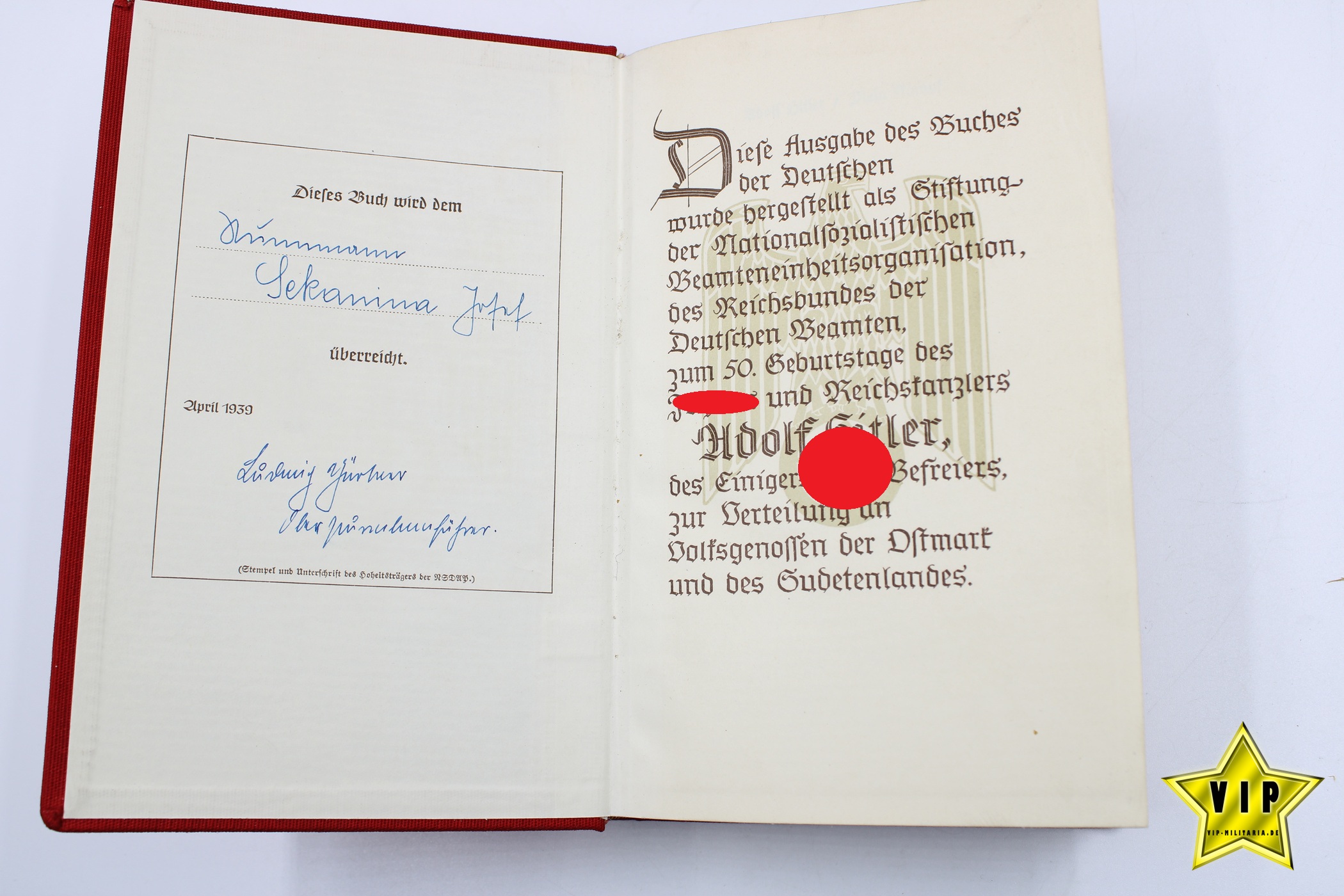 Mein Kampf 1939 Beamtenausgabe mit dem seltenen Schutzumschlag