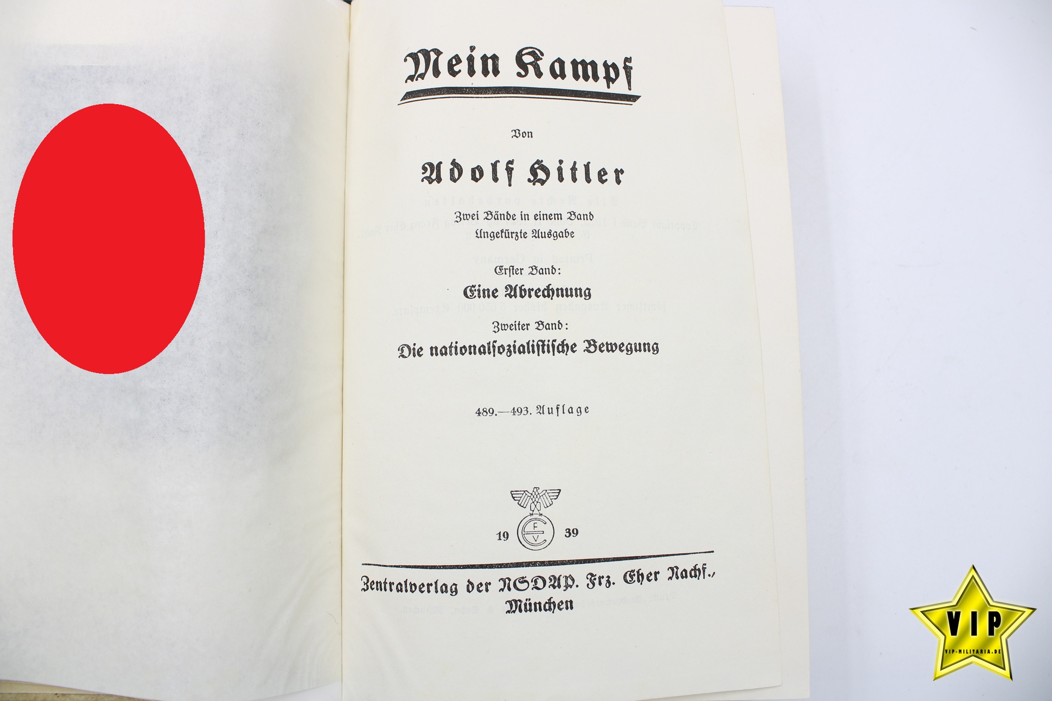 Mein Kampf 1939 Hochzeitsausgabe mit Stadtwappen München und Widmung