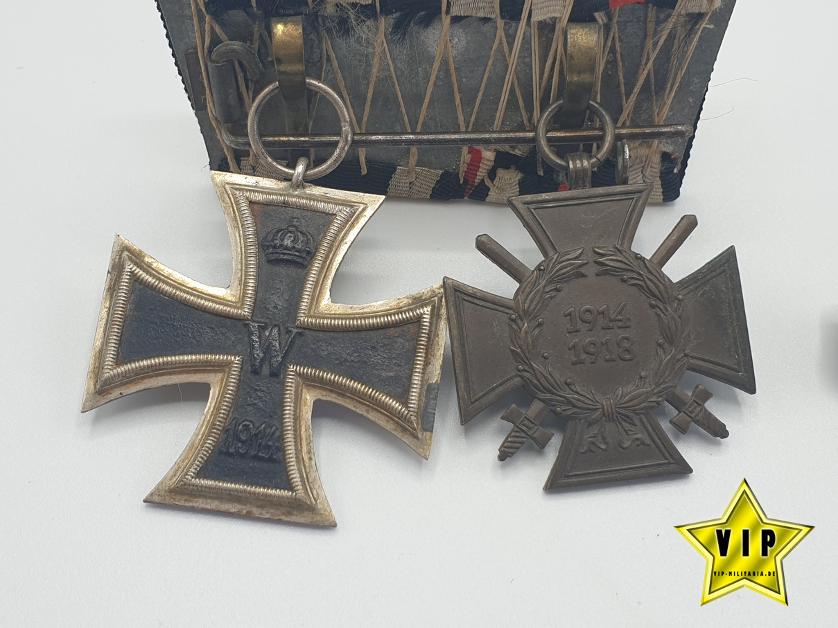 Zweier-Spange Eisernes Kreuz 1914 + Frontkämpfer Zweier-Spange Eisernes Kreuz 1914 + Frontkämpfer