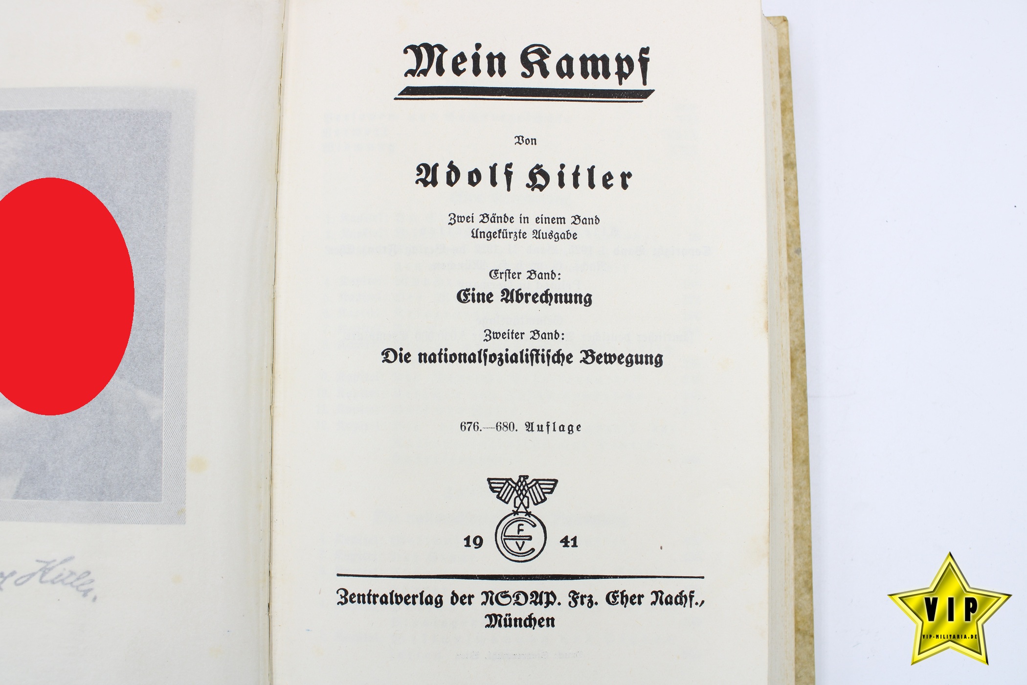 Mein Kampf 1941 Hochzeitsausgabe mit Stadtwappen Kiel und Widmung im Schuber