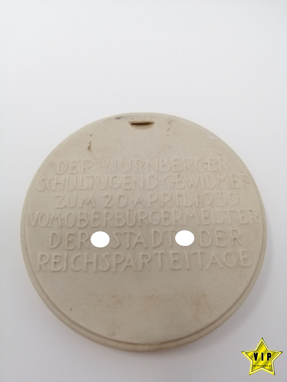 3. Reich Porzellan- Erinnerungsplakette " Der Nürnberger Schuljugend "