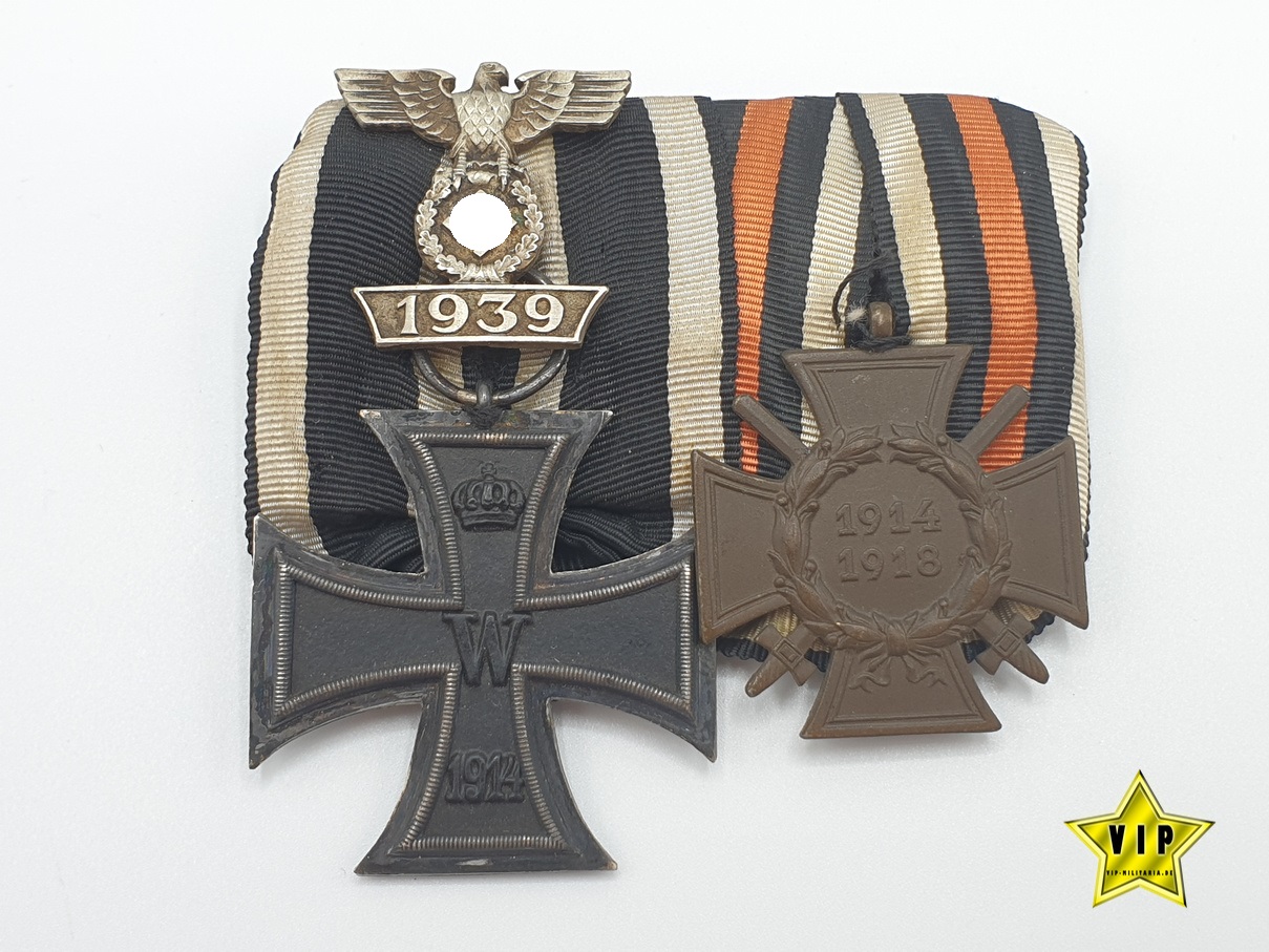 Zweier-Spange Eisernes Kreuz + Frontkämpfer + Wiederholungsspange 1. Form