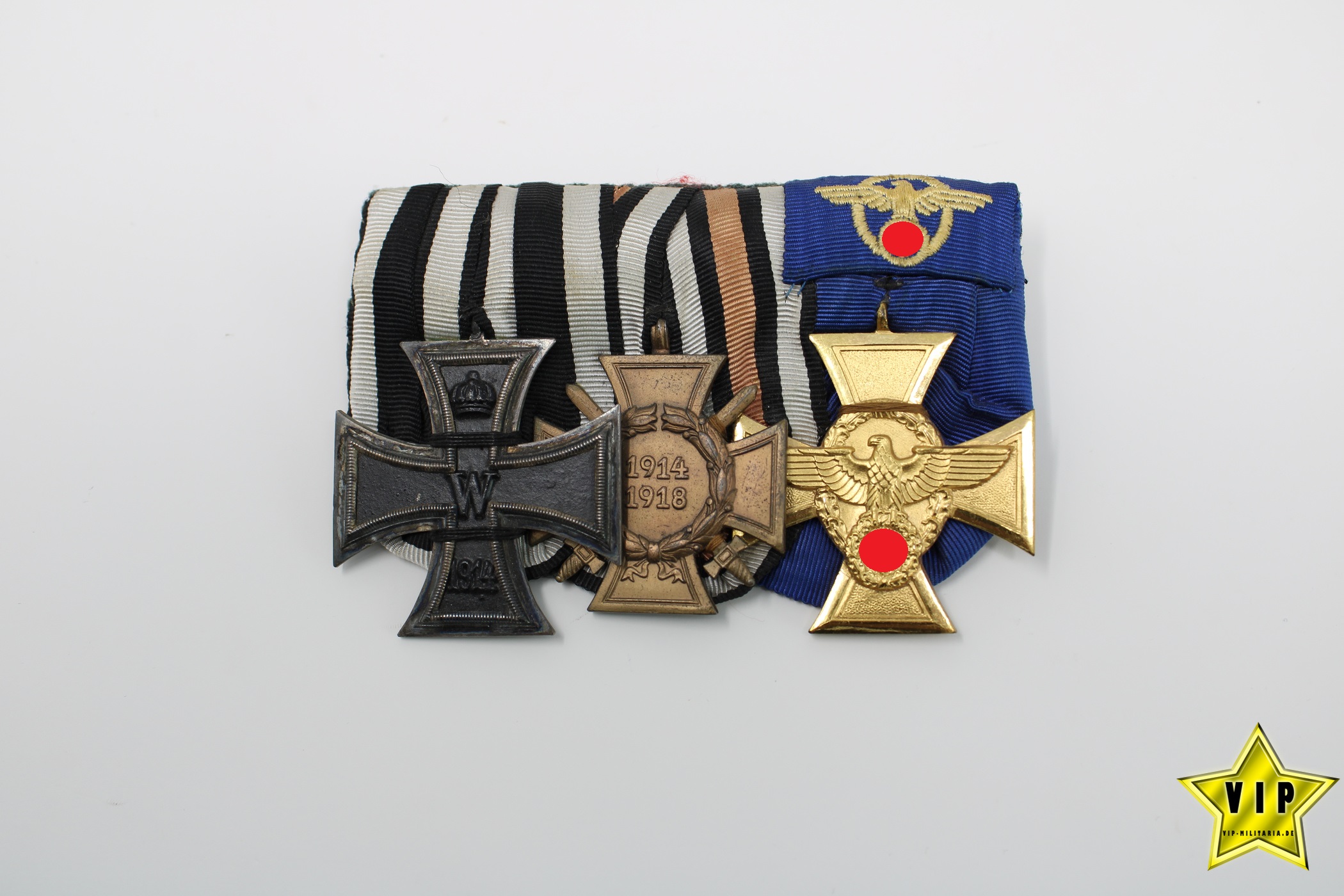 Ordenspange Polizei 25 Jahre Gold Eisernes Kreuz 2. Klasse 1914