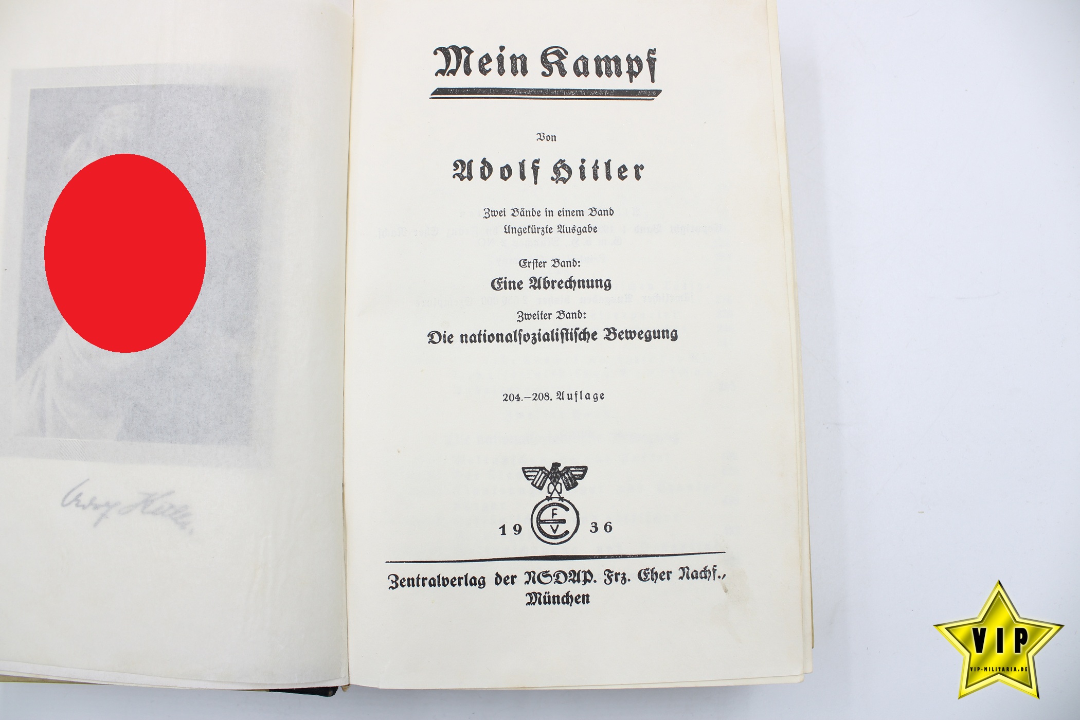 Mein Kampf 1936 Hochzeitsausgabe mit Widmung Regis-Breitingen im Schuber