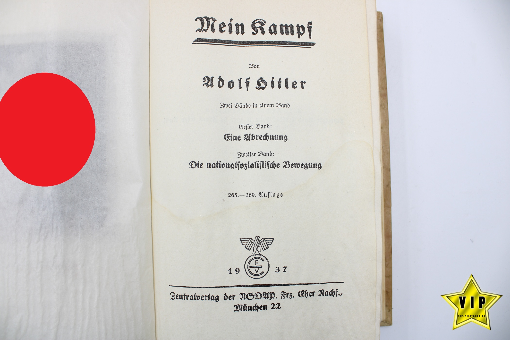 Mein Kampf 1937 Hochzeitsausgabe mit Widmung der Stadt Pasing