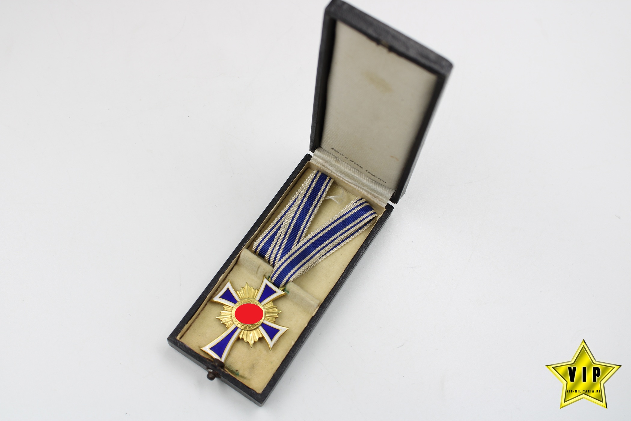 Mutterkreuz Gold im Verleihungsetui mit Hersteller 