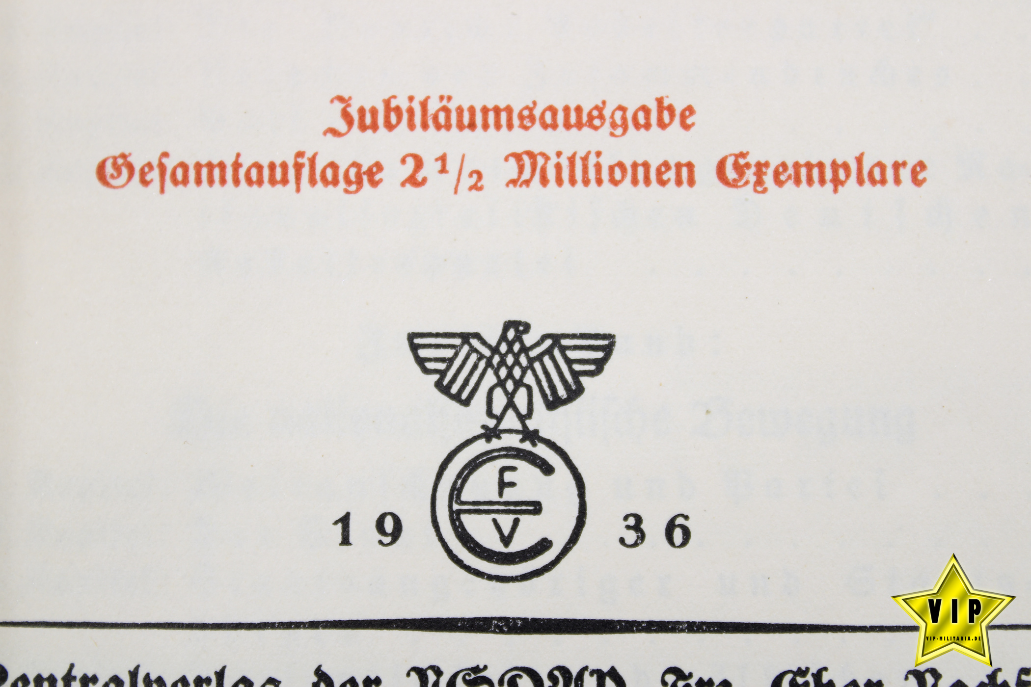 Mein Kampf 1936 Jubiläumsausgabe mit Widmung Reichsbahn aus Hannover