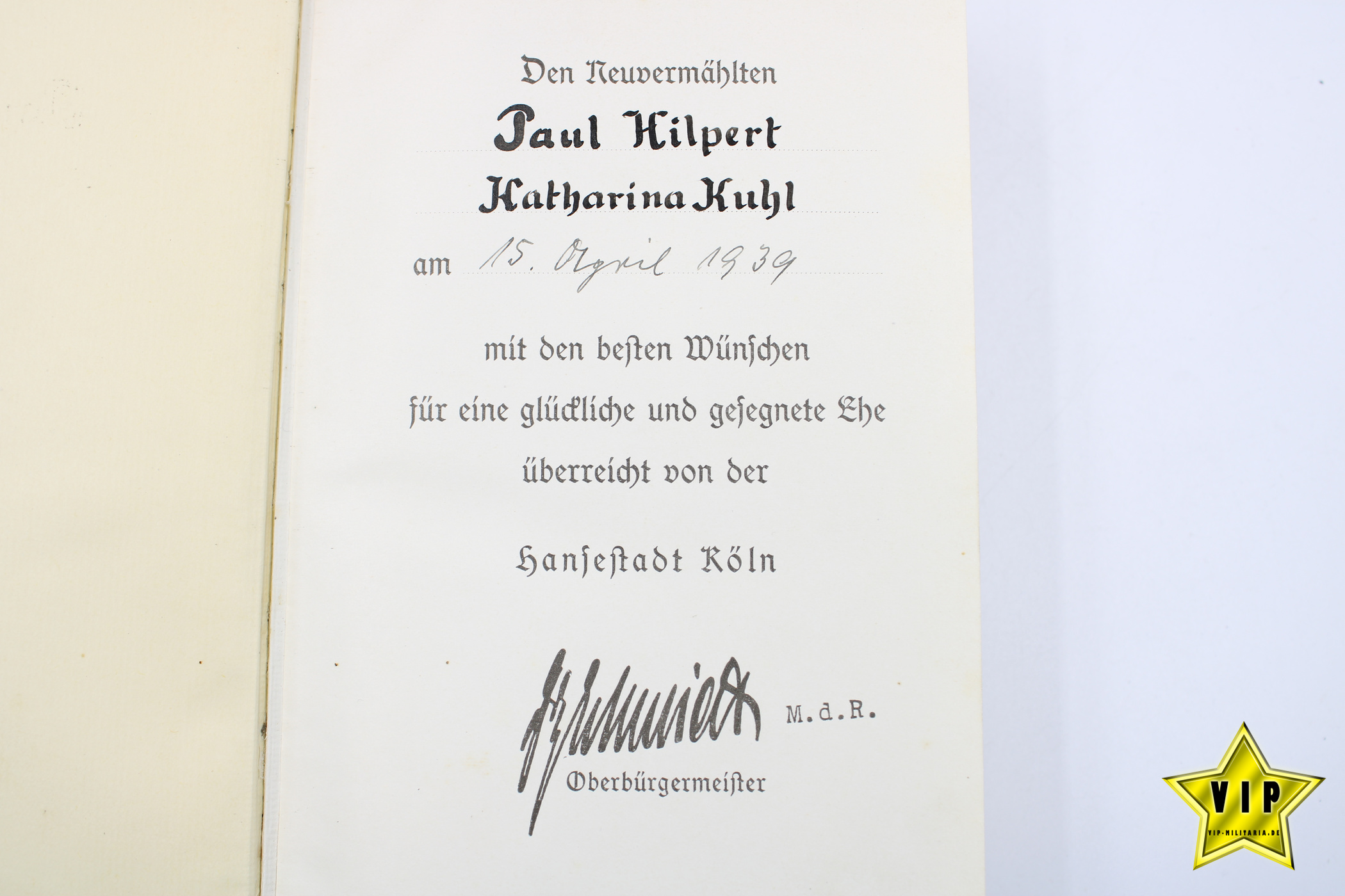Mein Kampf 1938 Hochzeitsausgabe mit Stadtwappen Köln 