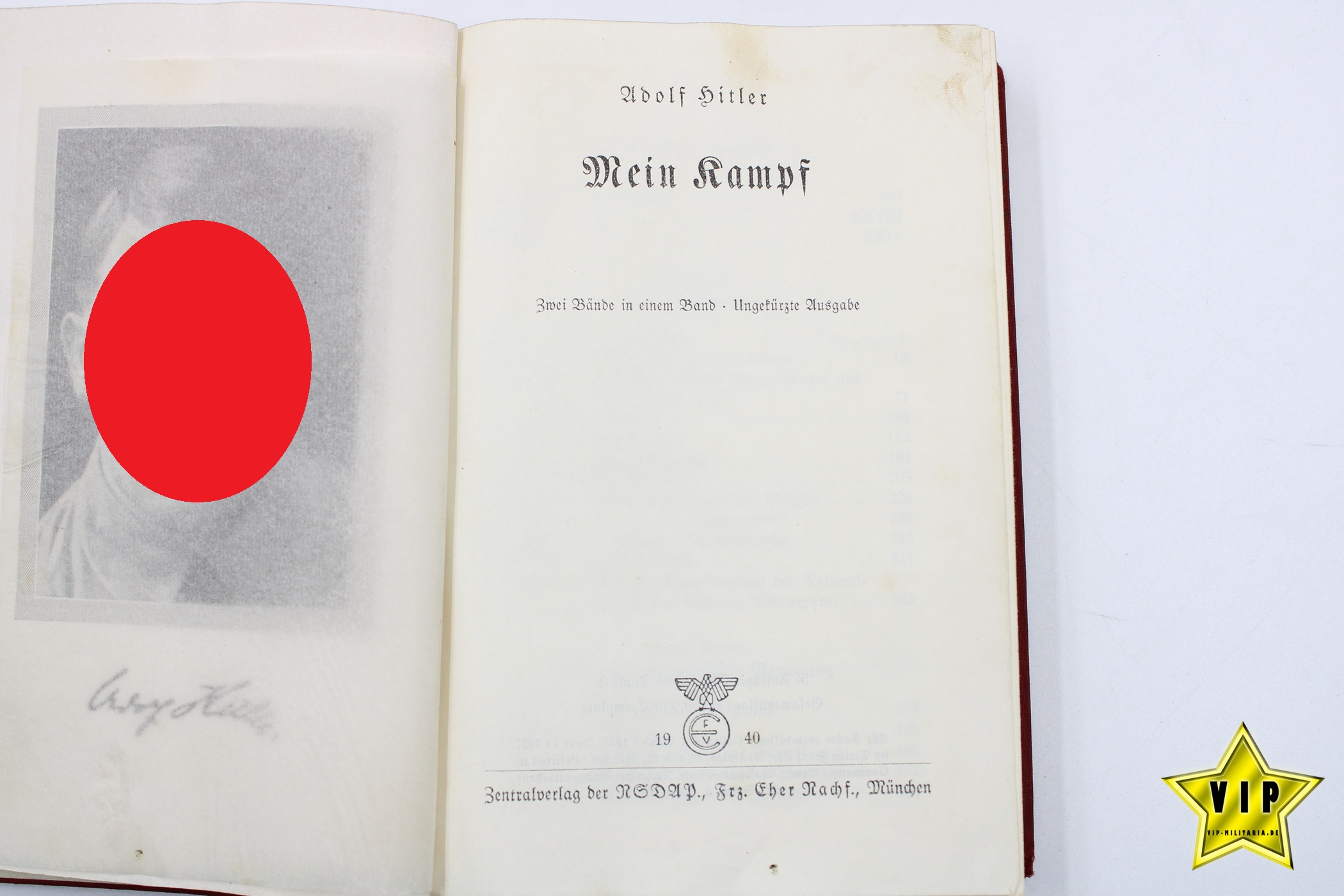 Mein Kampf 1940 rote Tornister Ausgabe Taschenbuch mit Widmung