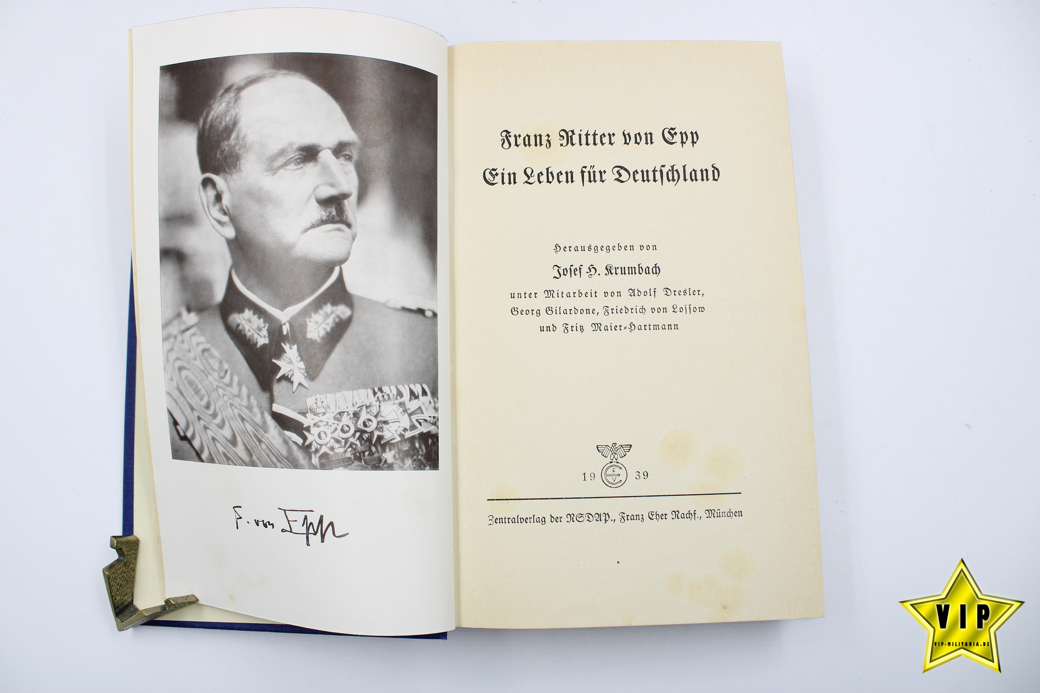 Franz Ritter von Epp 1939 mit Schutzumschlag