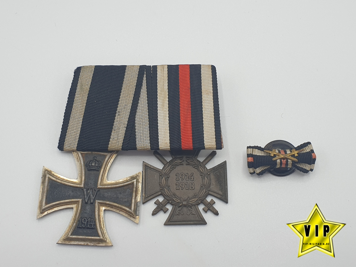 Zweier-Spange Eisernes Kreuz 1914 + Frontkämpfer