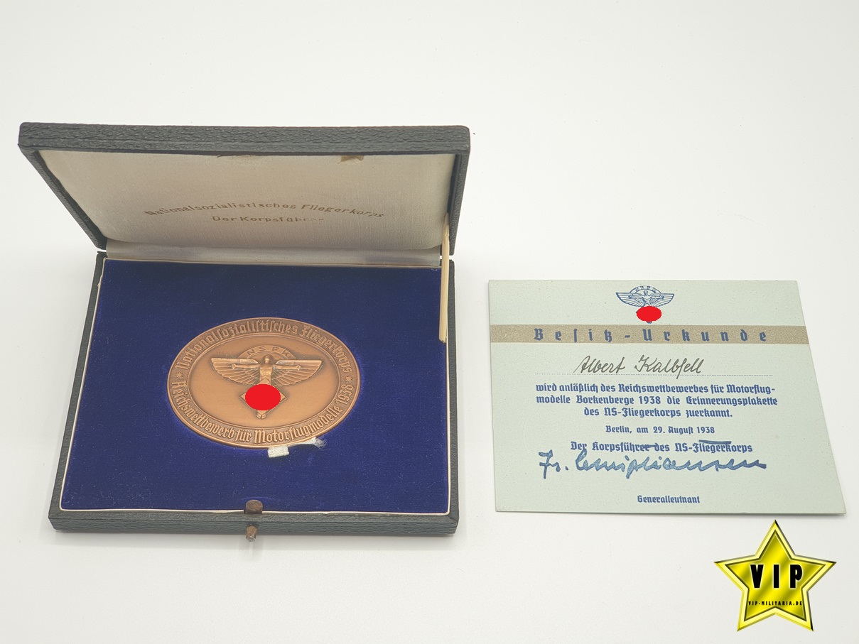 NSFK Plakette im Etui + Verleihungsurkunde NSFK Plakette im Etui + Verleihungsurkunde