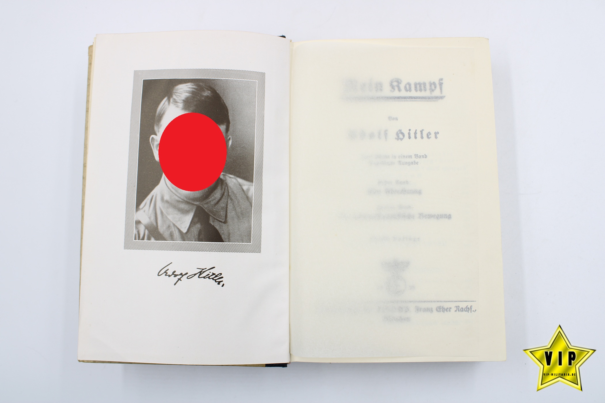 Mein Kampf 1938 Hochzeitsausgabe aus Daaden mit Widmung und Goldschnitt