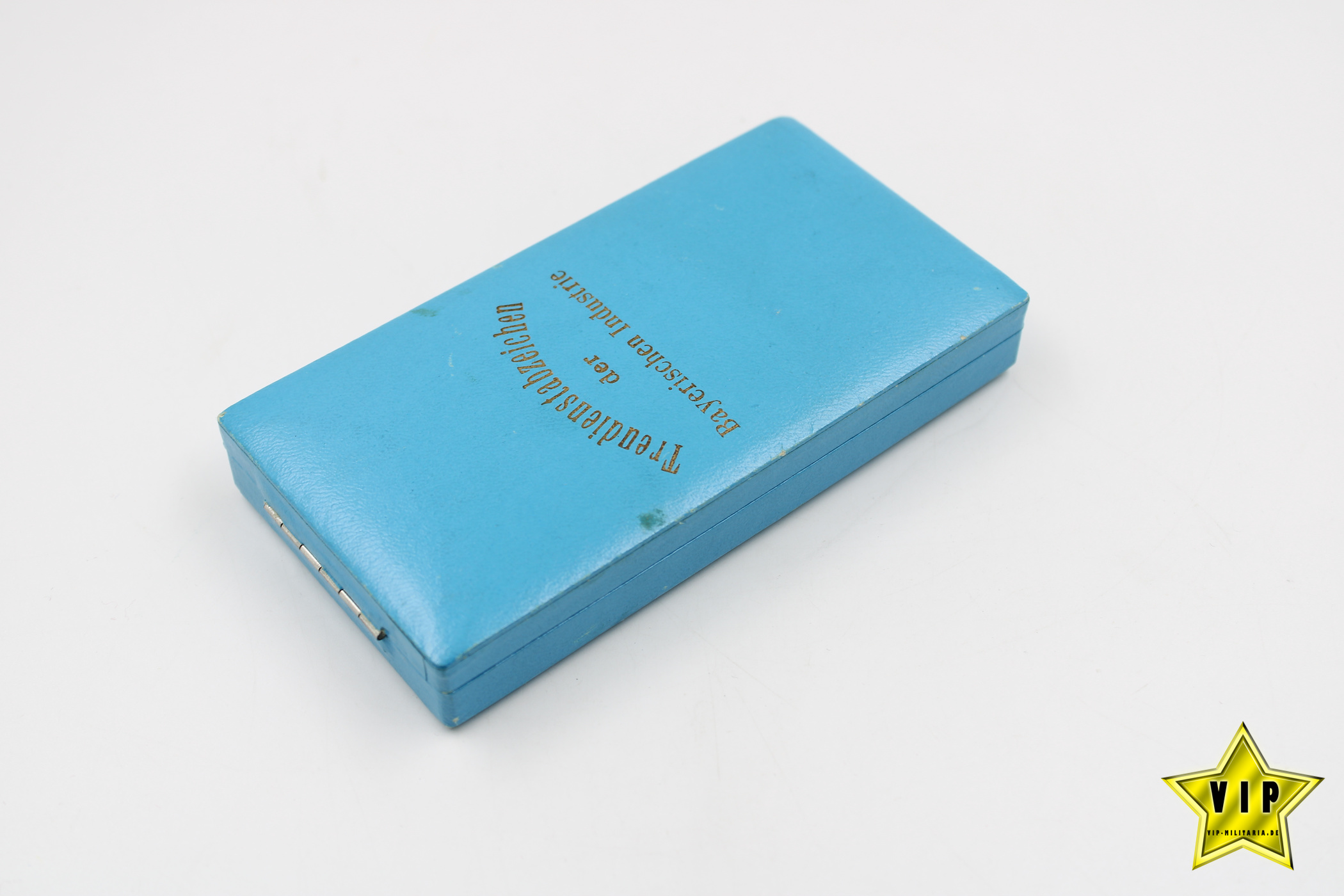 Treudienstabzeichen der Bayerischen Industrie im Etui mit Miniatur in Silber