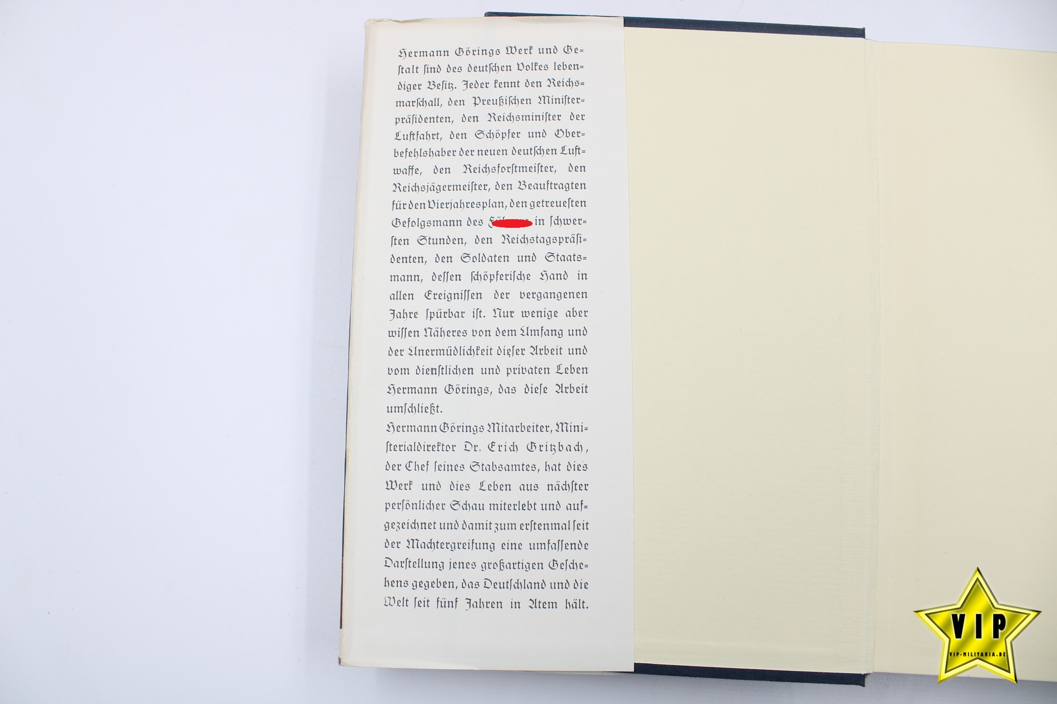 Hermann Göring Werk und Mensch 1941 mit Schutzumschlag & Widmung