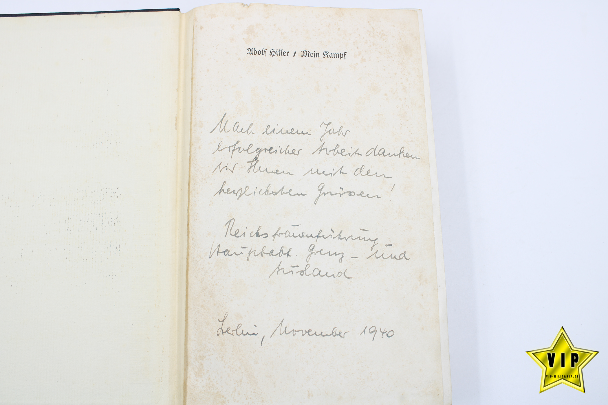 Mein Kampf 1938 mit Widmung