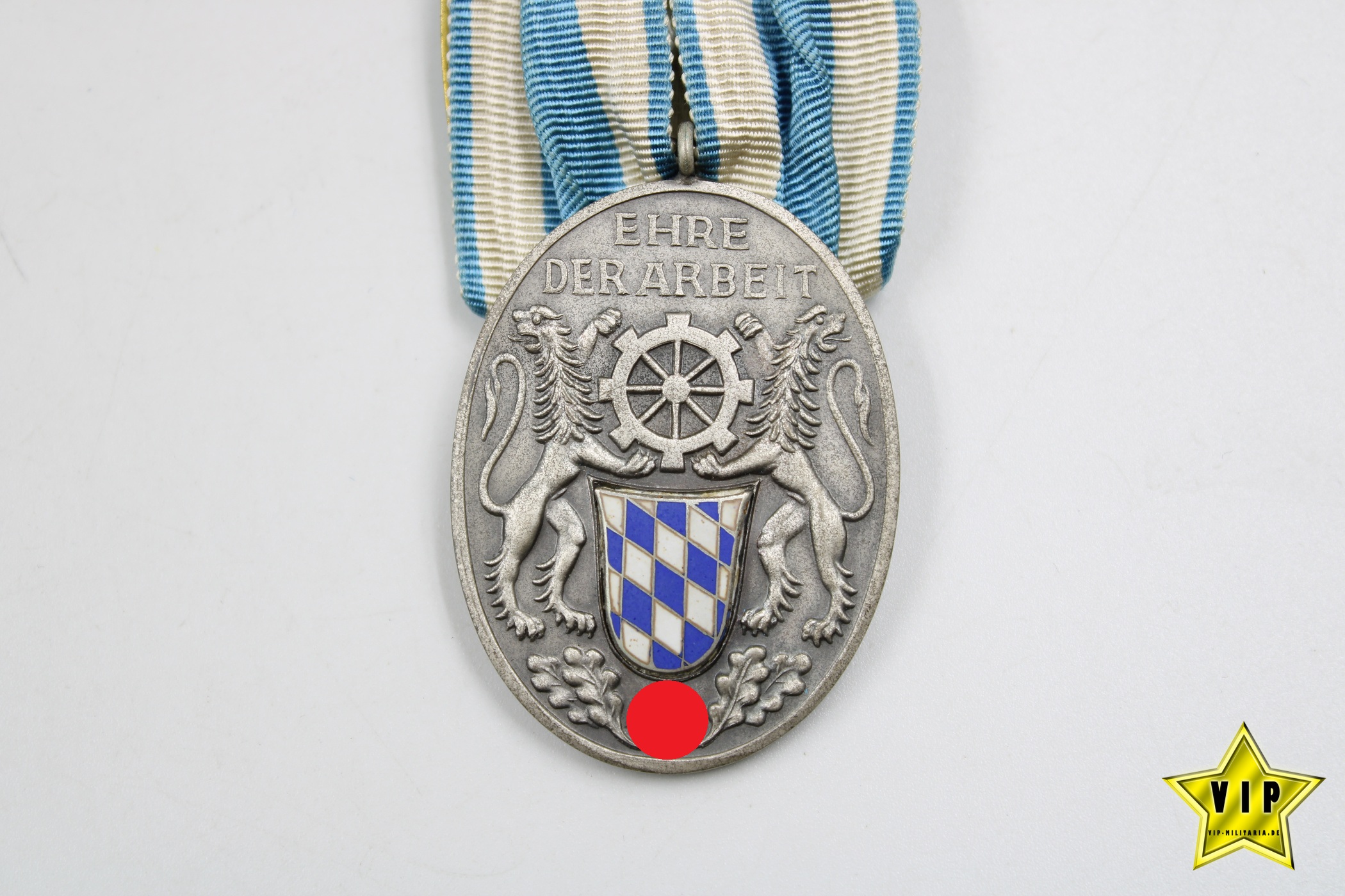 Treudienstabzeichen der Bayerischen Industrie im Etui mit Miniatur in Silber