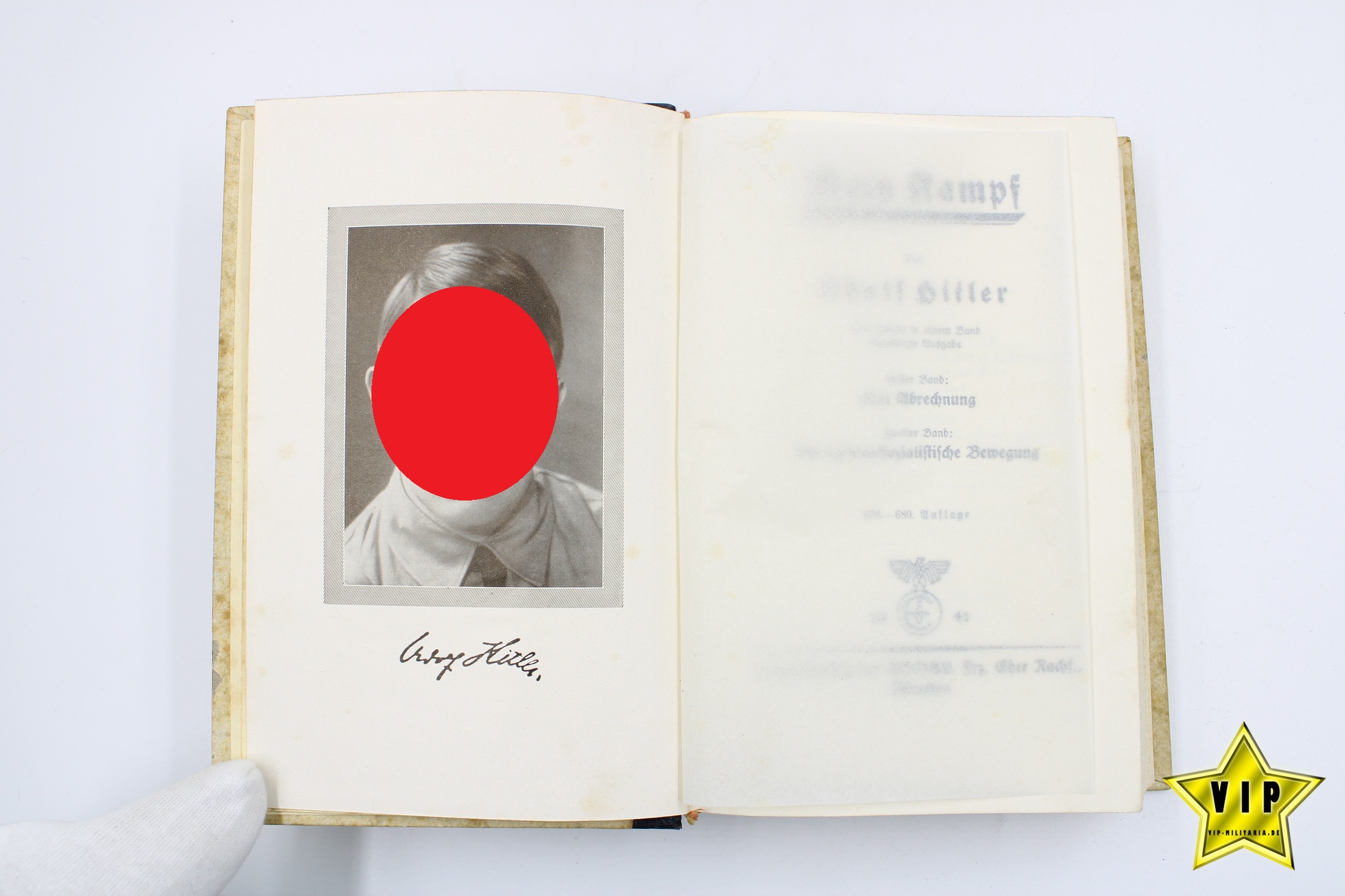 Mein Kampf 1941 Hochzeitsausgabe mit Stadtwappen Kiel und Widmung im Schuber