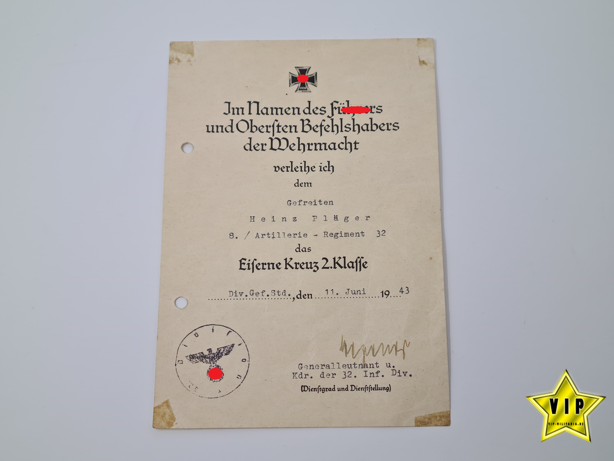 Eisernes Kreuz 2. Klasse mit Urkunde Eisernes Kreuz 2. Klasse mit Urkunde