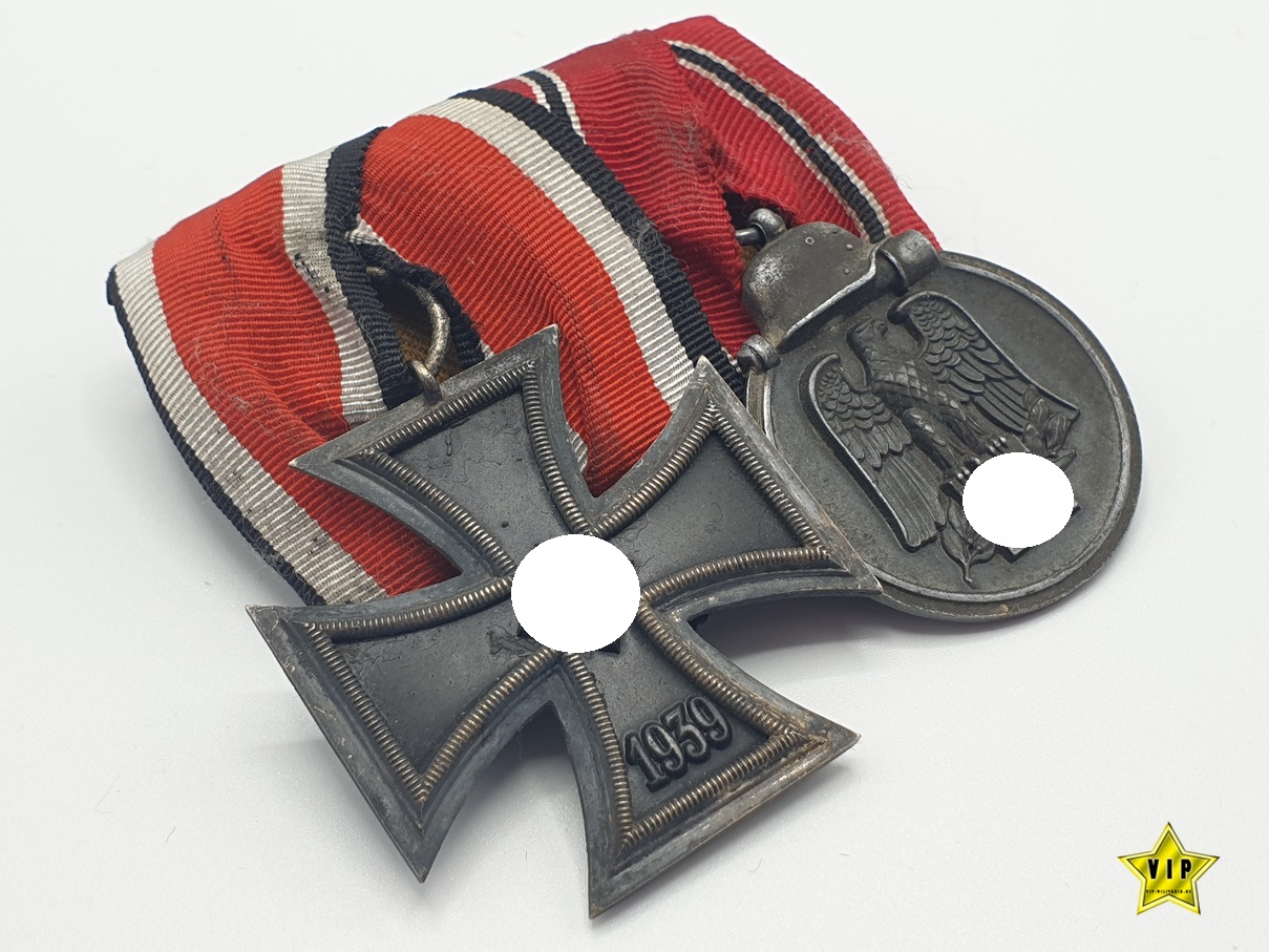 Zweier-Spange Eisernes Kreuz 2. Klasse + Ostmedaille