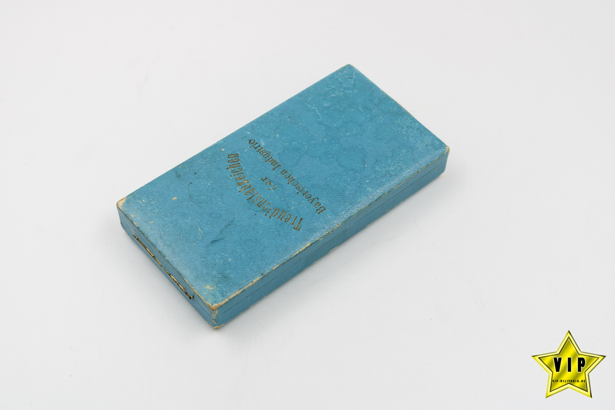Treudienstabzeichen der Bayerischen Industrie im Etui mit Miniatur in Silber