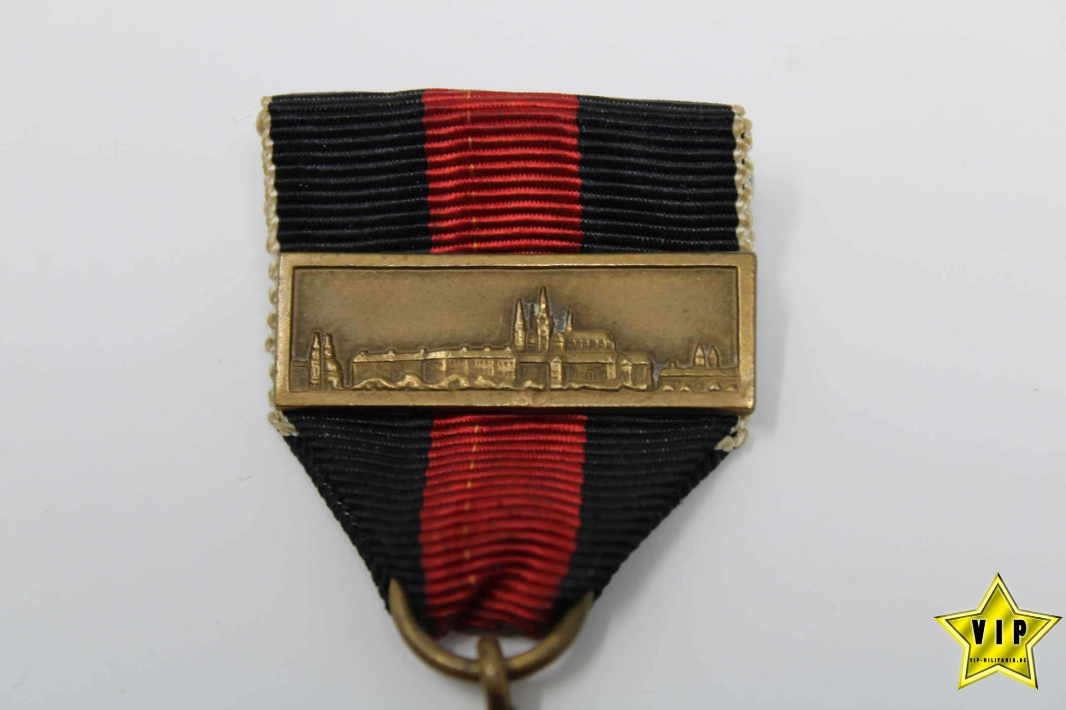 Anschluss Medaille 1. Oktober Sudetenland mit Prager Burg Auflage im Etui