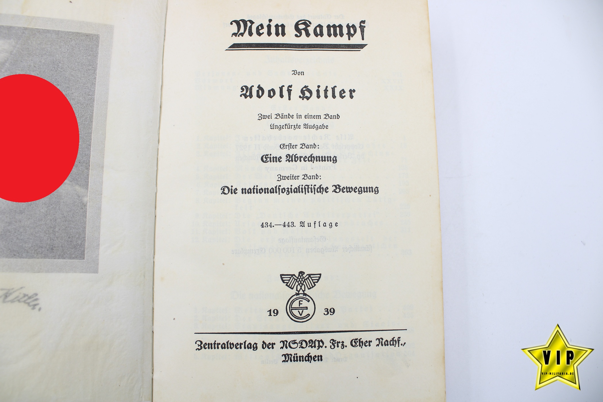 Mein Kampf 1939 Beamtenausgabe mit Unterschrift Ortsgruppenleiter