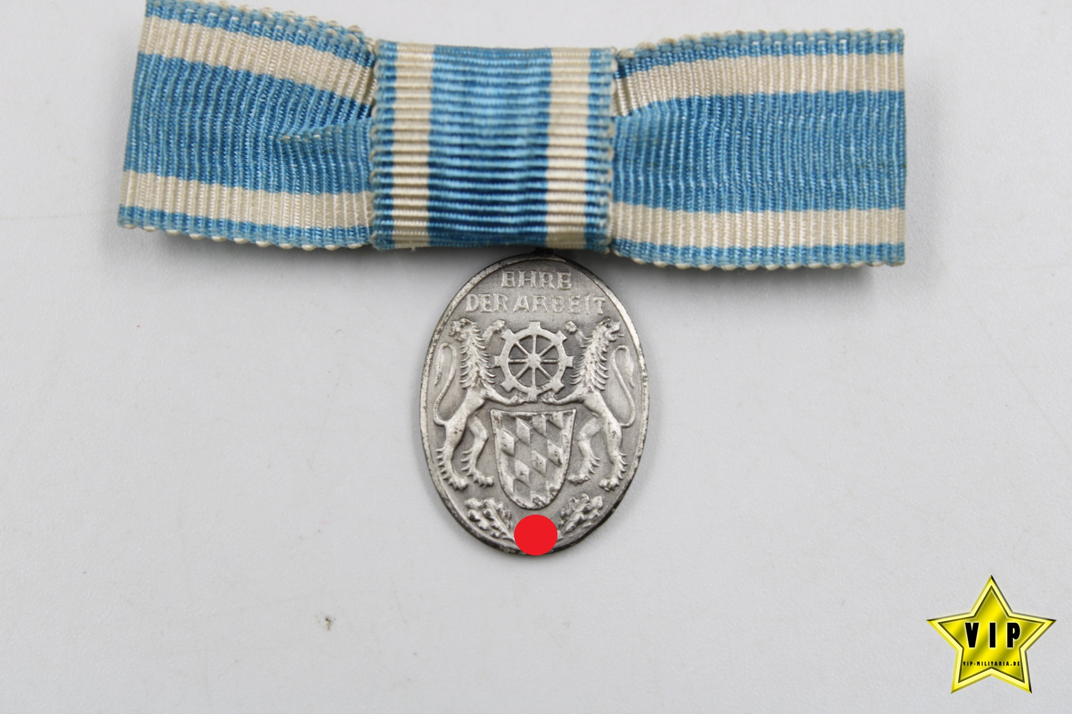 Treudienstabzeichen der Bayerischen Industrie im Etui mit Miniatur in Silber