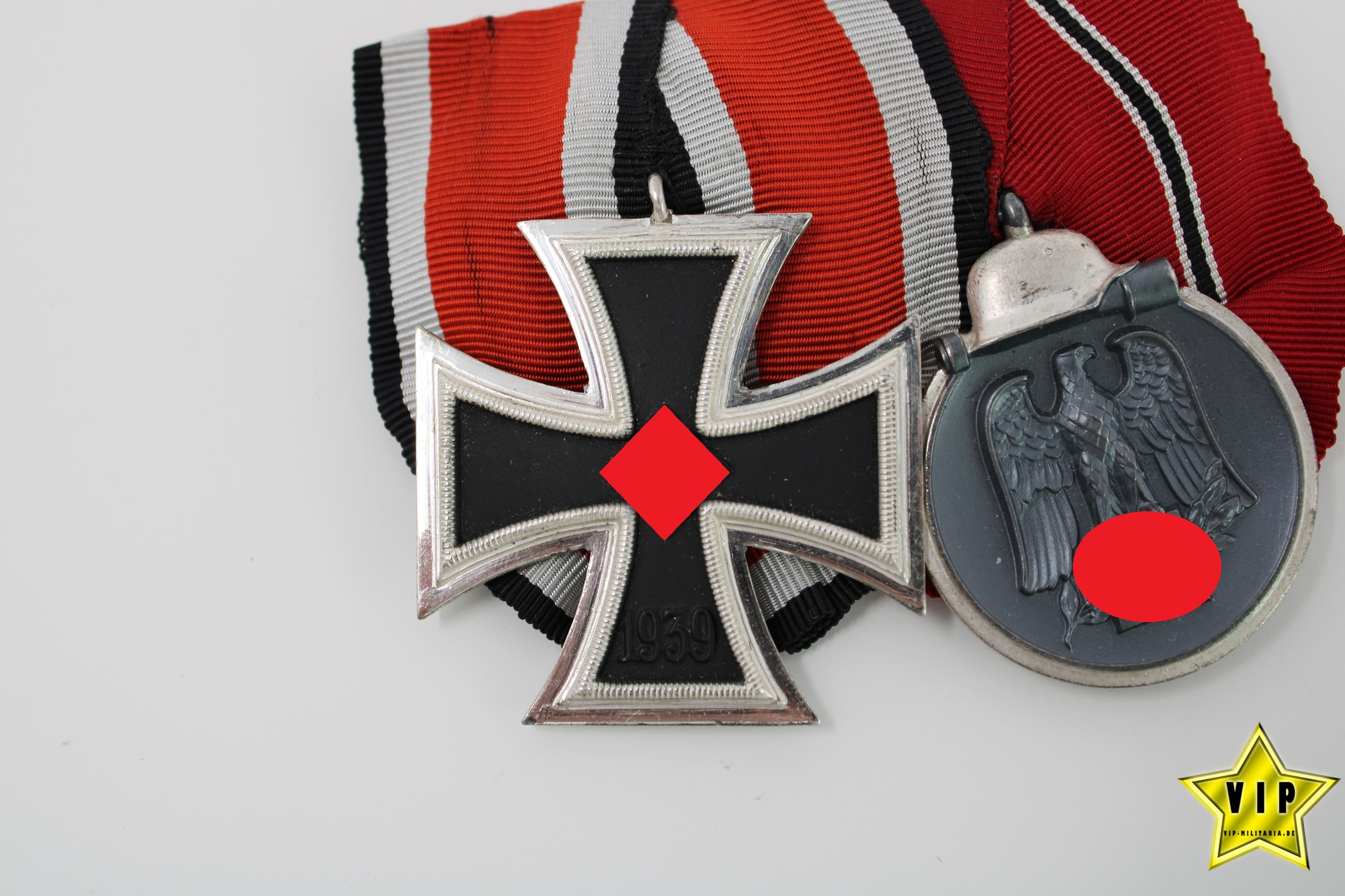 Ordensspange Eisernes Kreuz 2. Klasse 1939 + Ostmedaille