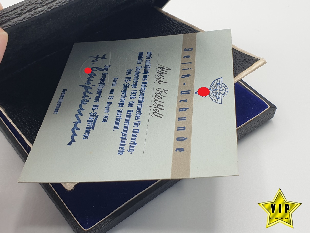 NSFK Plakette im Etui + Verleihungsurkunde NSFK Plakette im Etui + Verleihungsurkunde