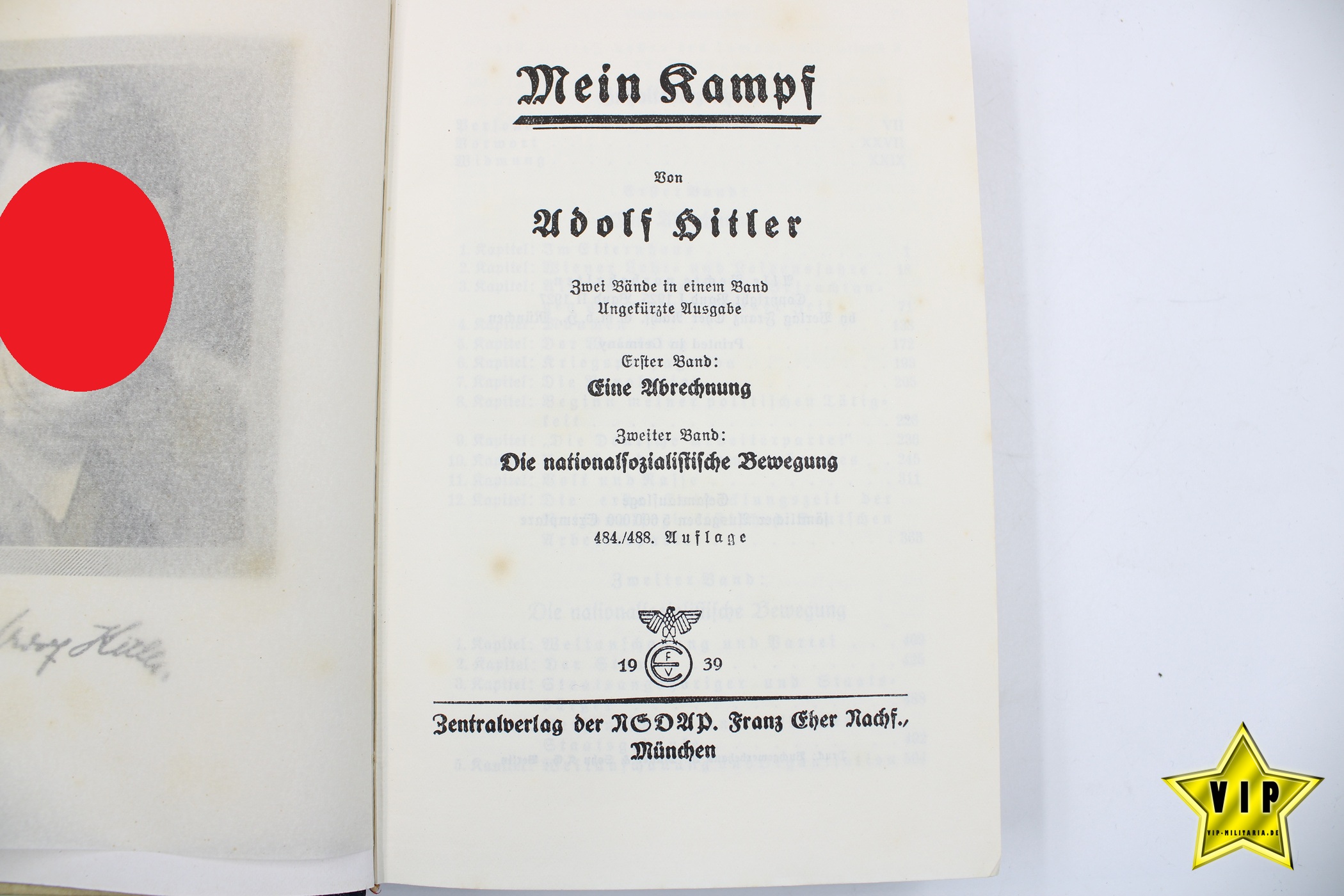 Mein Kampf 1939 Hochzeitsausgabe mit Widmung der Gemeinde Schieder
