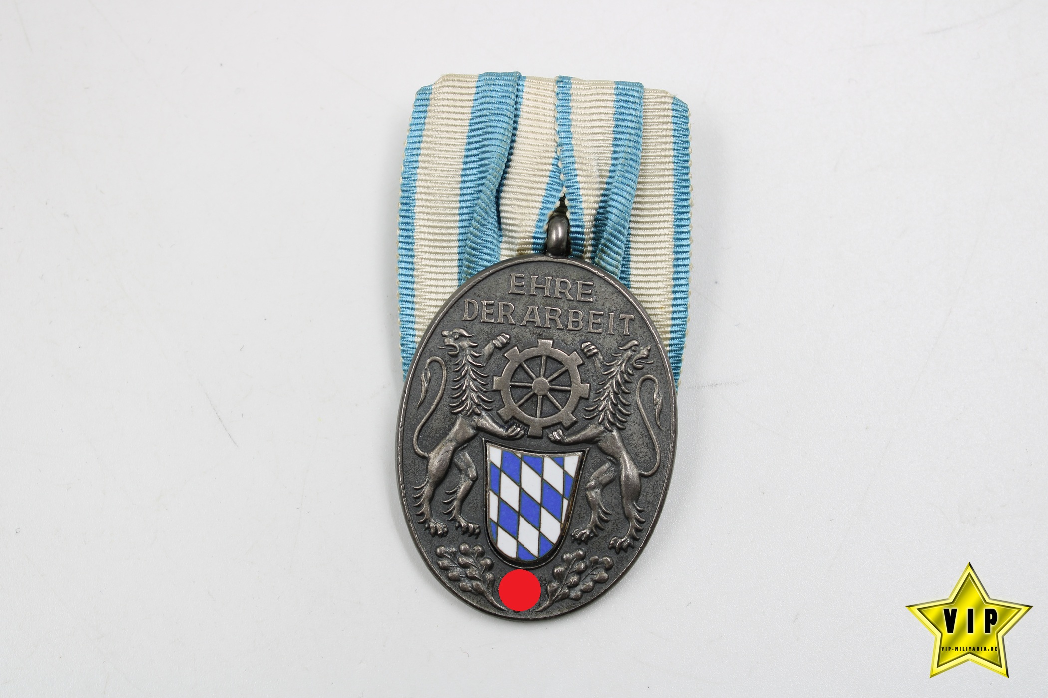 Treudienstabzeichen der Bayerischen Industrie im Etui mit Miniatur in Silber