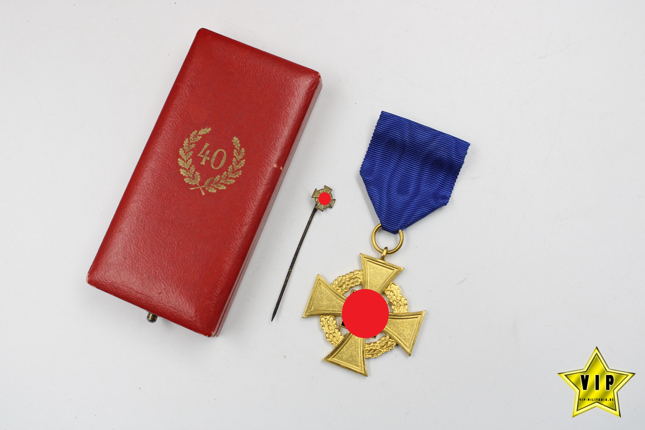 Treuedienst Ehrenzeichen in Gold 40 Jahre im Etui + Miniatur
