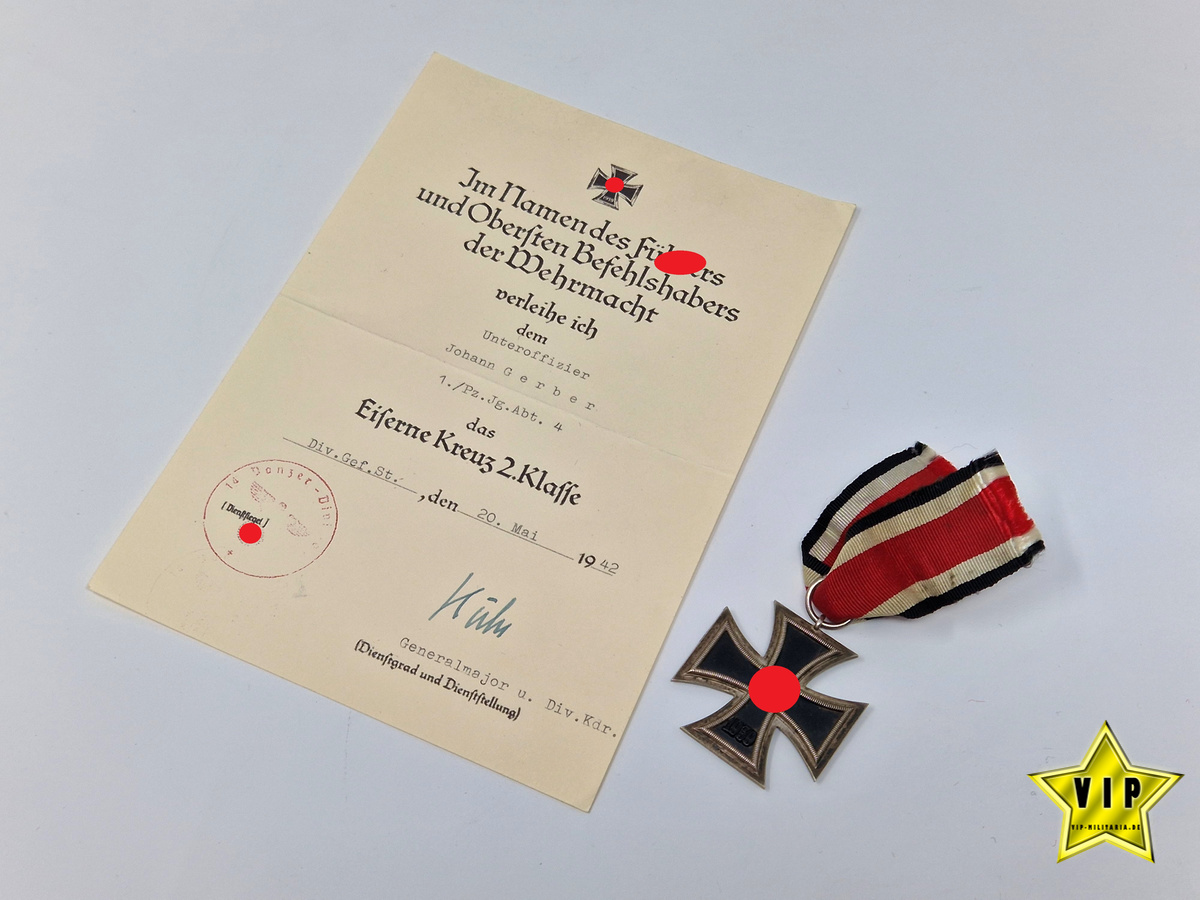 Eisernes Kreuz 2. Klasse mit Urkunde Eisernes Kreuz 2. Klasse mit Urkunde