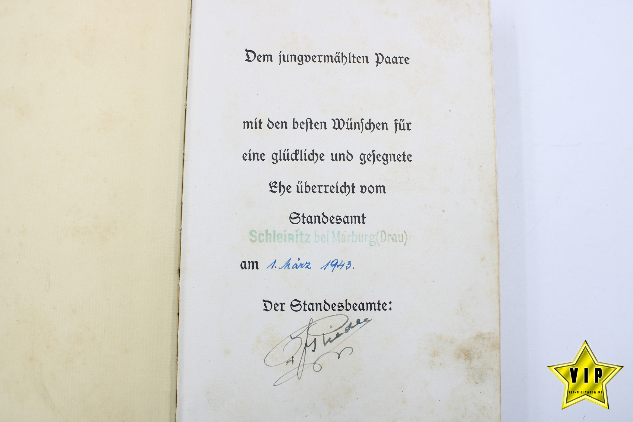 Mein Kampf 1942 Hochzeitsausgabe mit Widmung aus Schleinitz bei Marburg (Drau)