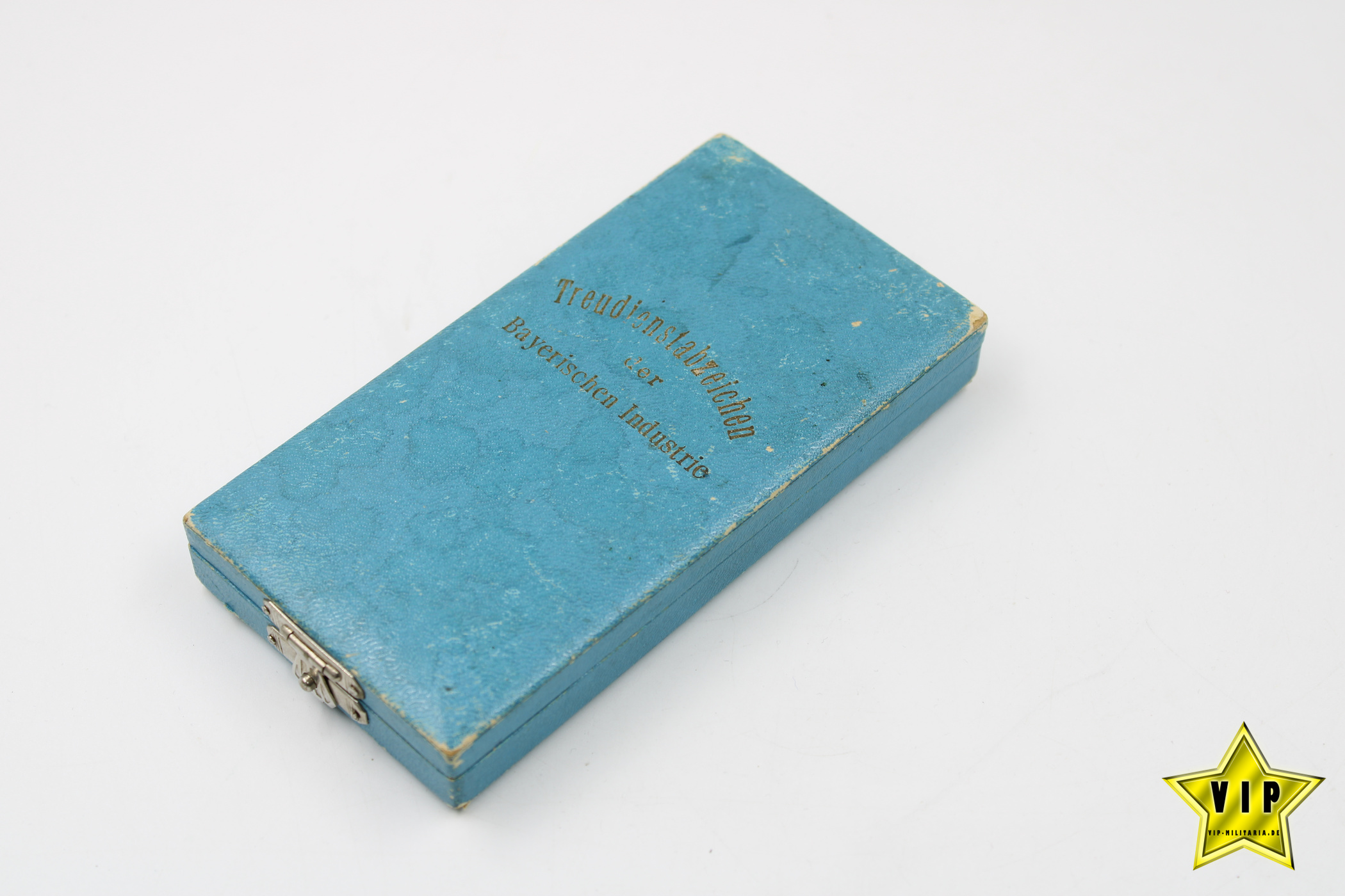 Treudienstabzeichen der Bayerischen Industrie im Etui mit Miniatur in Silber