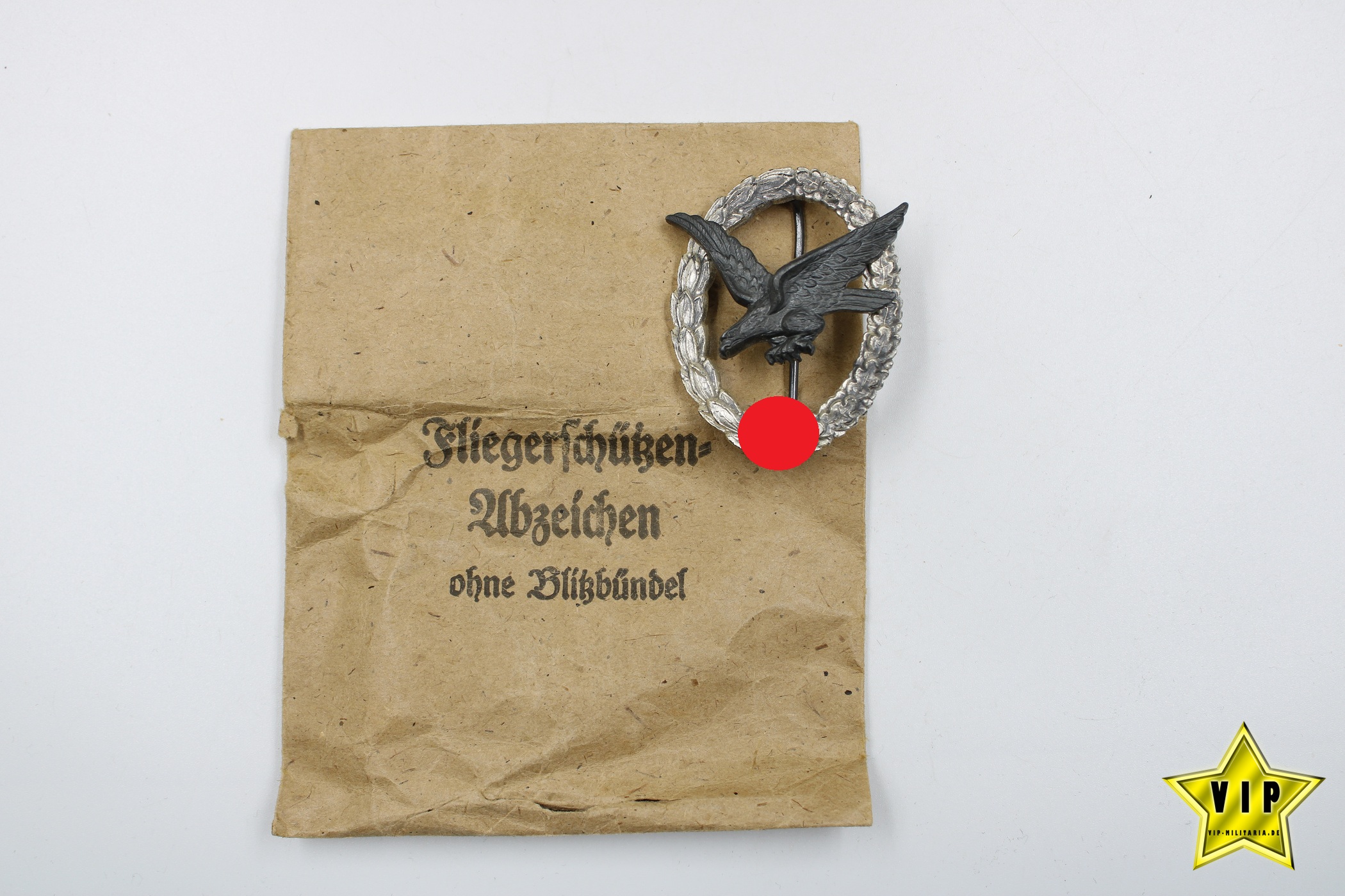 Fliegerschützenabzeichen der Luftwaffe ohne Blitzbündel Wilhem Deumer in Verleihungstüte