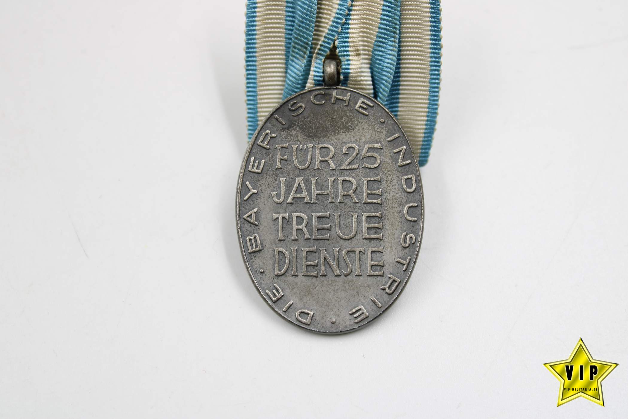 Treudienstabzeichen der Bayerischen Industrie im Etui mit Miniatur in Silber