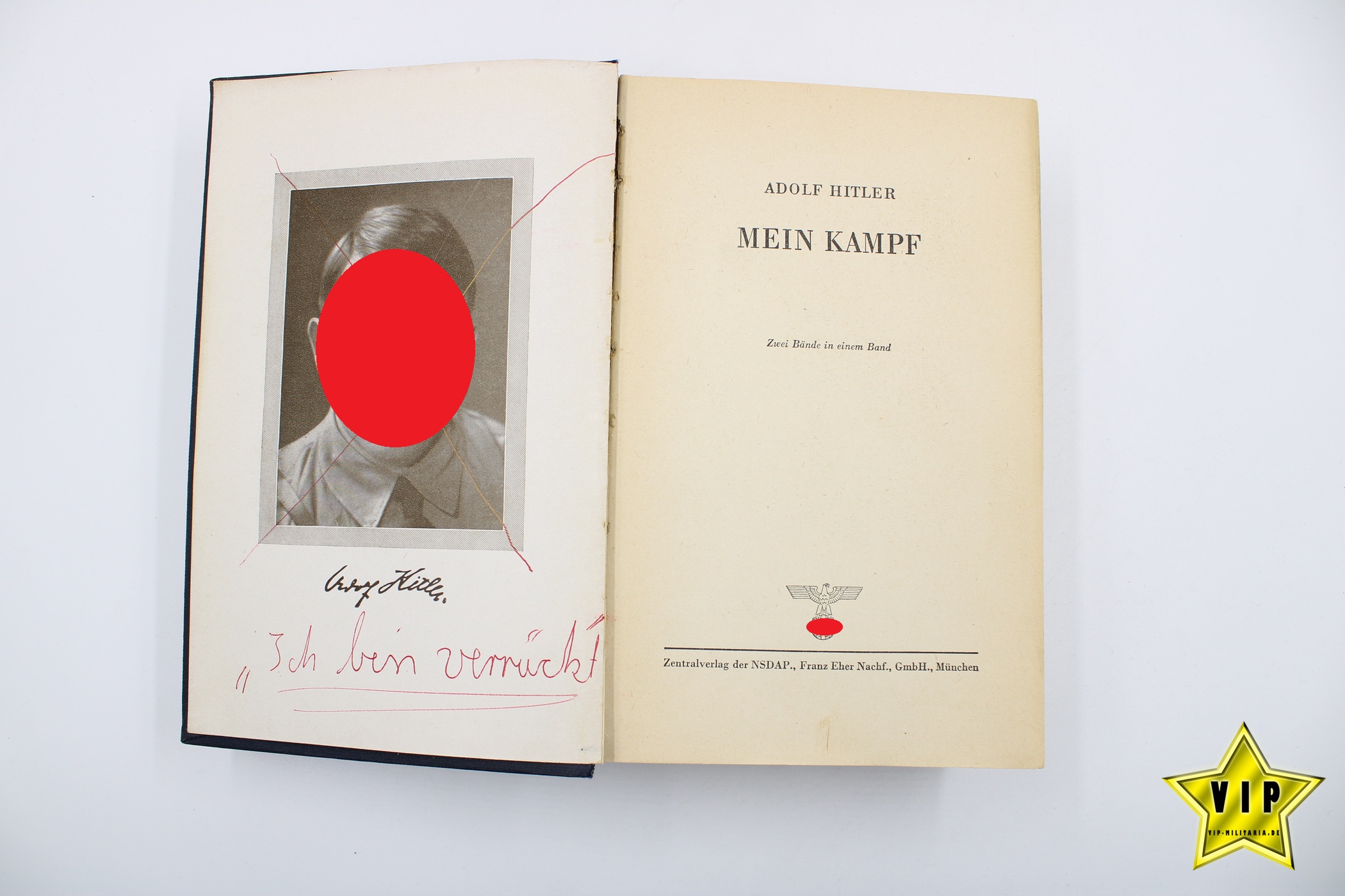 Mein Kampf 1944 späte letze Volksausgabe in Lateinschrift mit Widmung