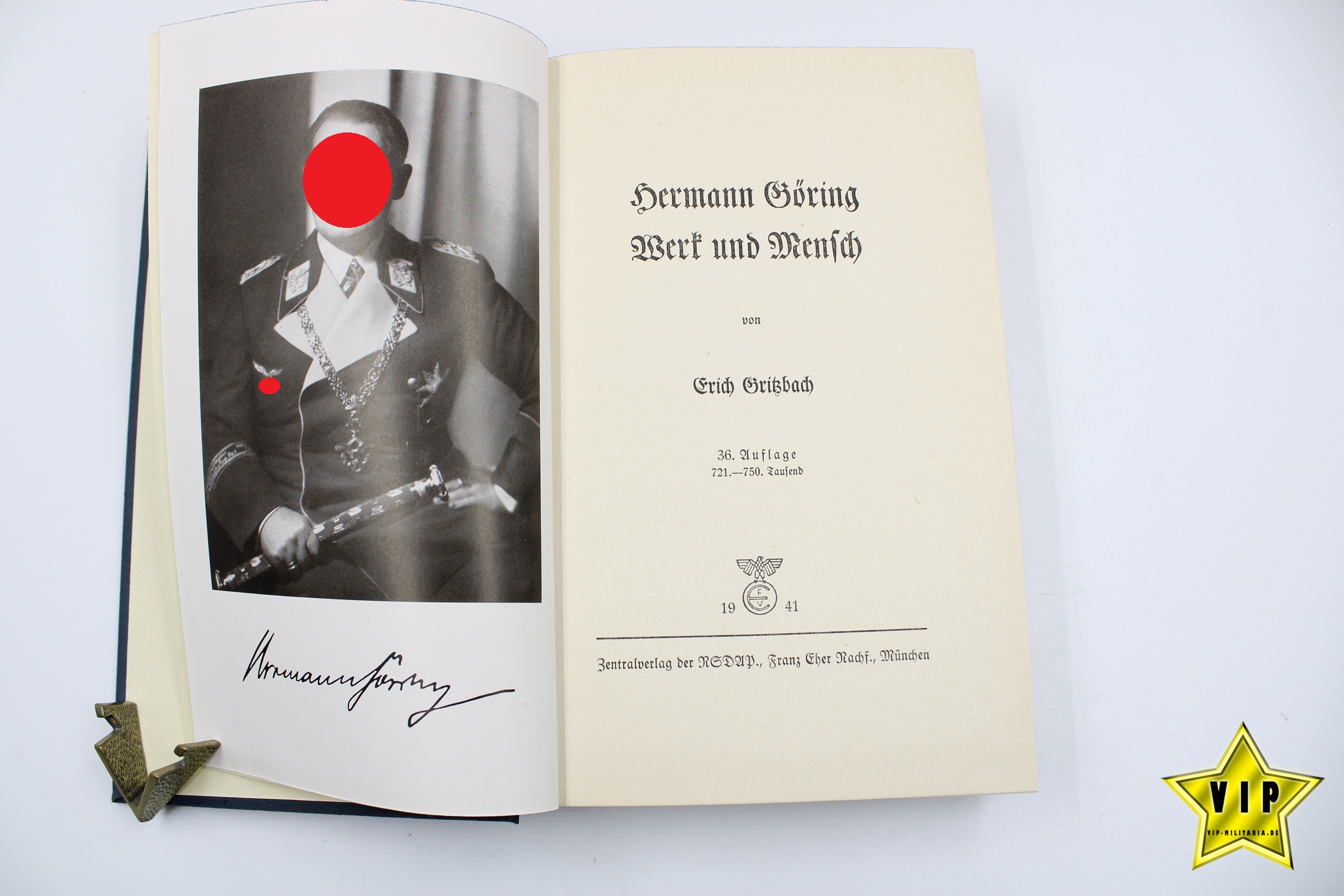 Hermann Göring Werk und Mensch 1941 mit Schutzumschlag & Widmung