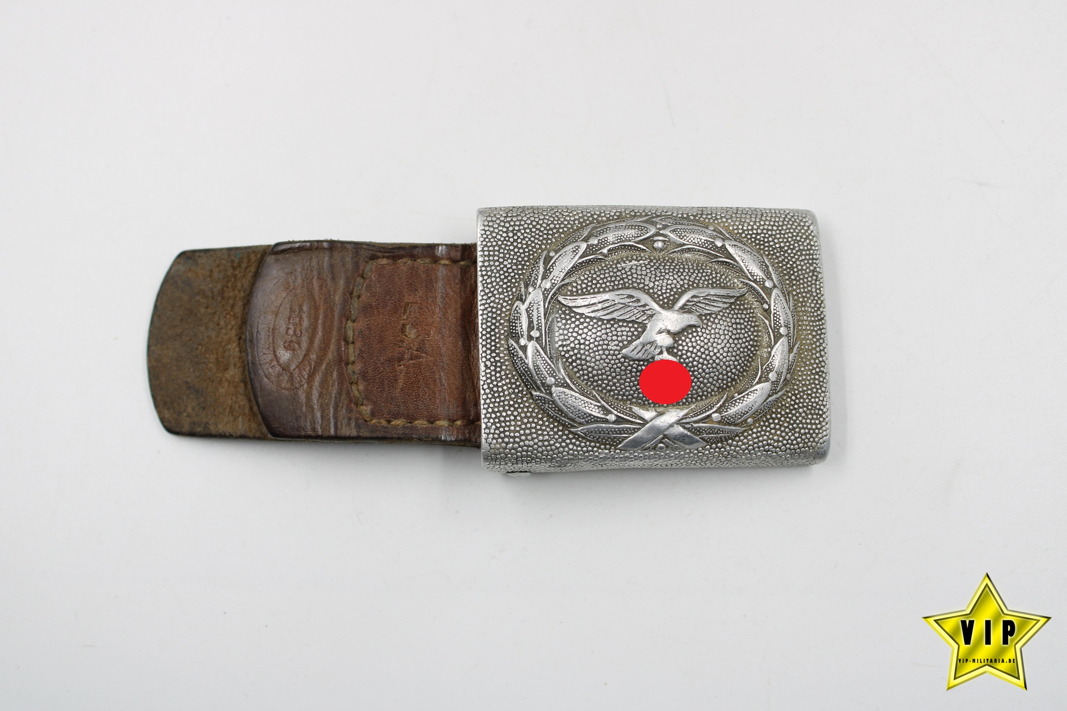 Luftwaffe Koppelschloss mit Lederzunge und Hersteller