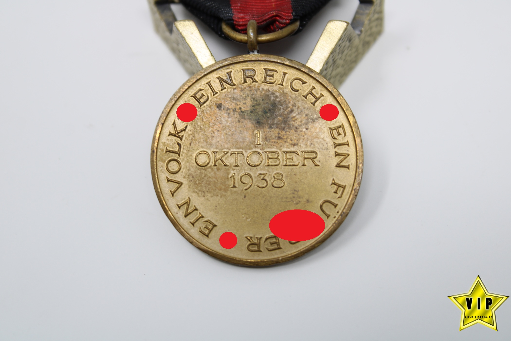 Anschluss Medaille 1. Oktober Sudetenland mit Prager Burg Auflage im Etui