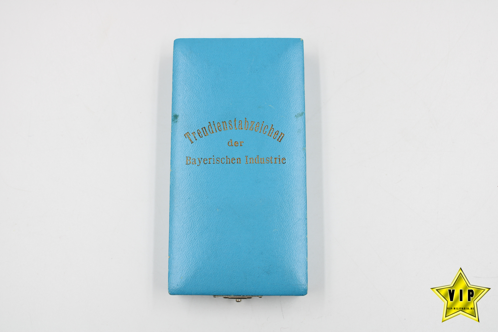 Treudienstabzeichen der Bayerischen Industrie im Etui mit Miniatur in Silber