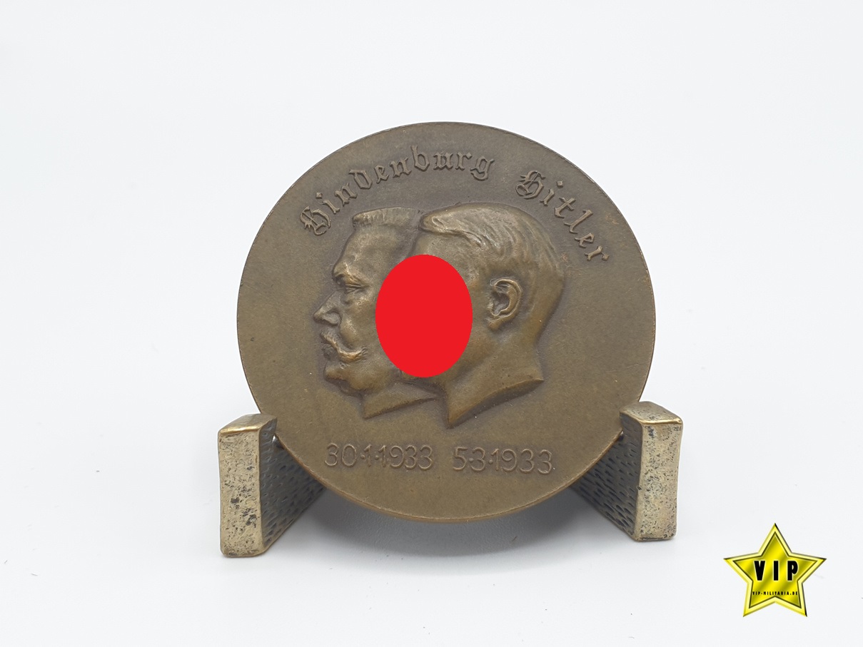 Medaille Hindenburg Hitler 1933 im seltenen Pappetui