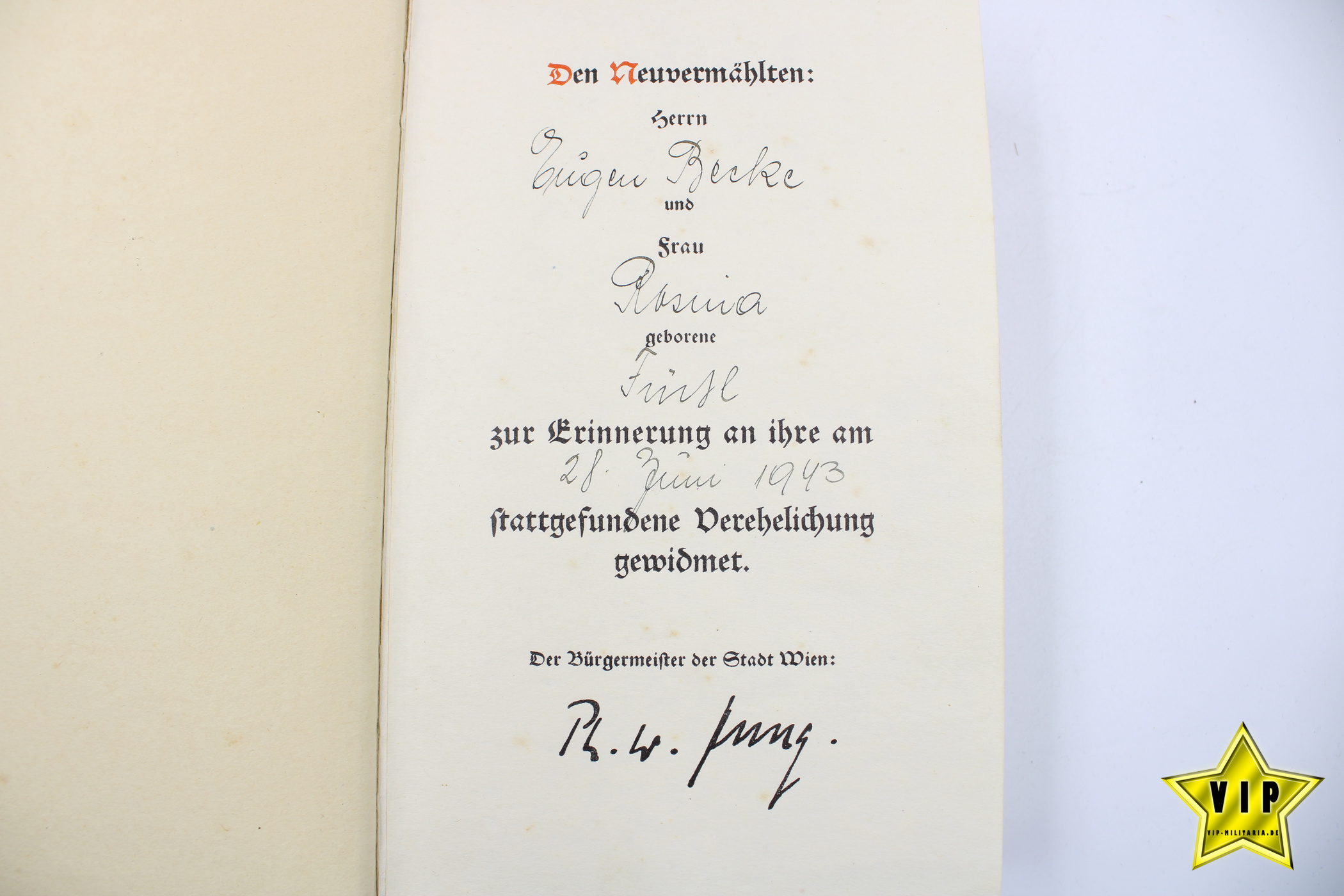 Mein Kampf 1942 Hochzeistausgabe der Stadt Wien in Lateinschrift