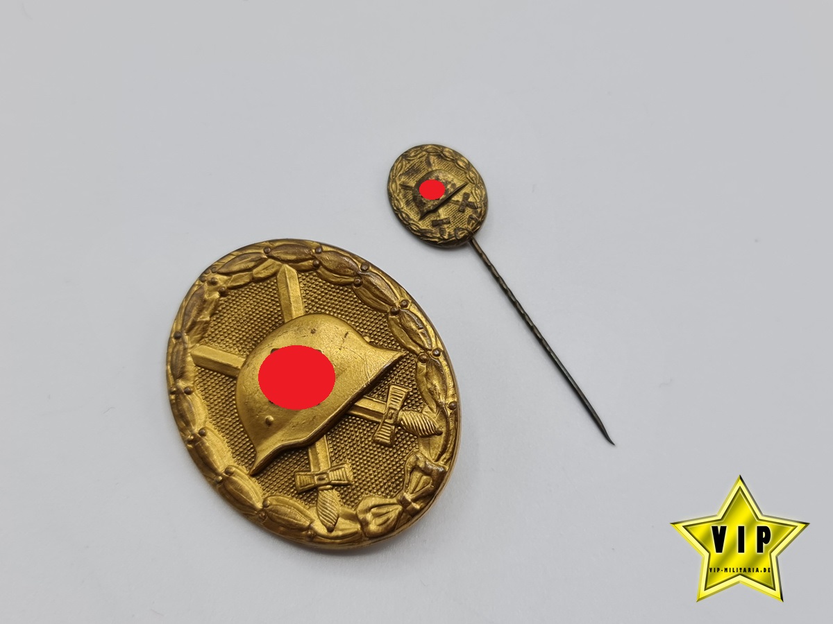 Verwundetenabzeichen in Gold mit Miniatur