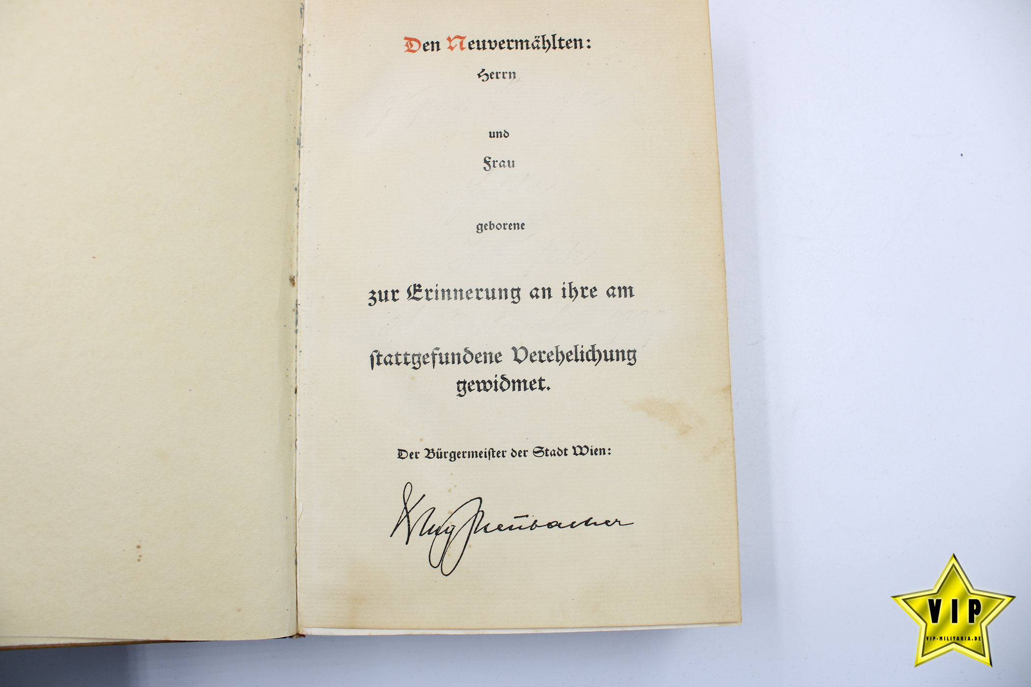 Mein Kampf Hochzeitsausgabe 1939 mit Widmung aus Wien 