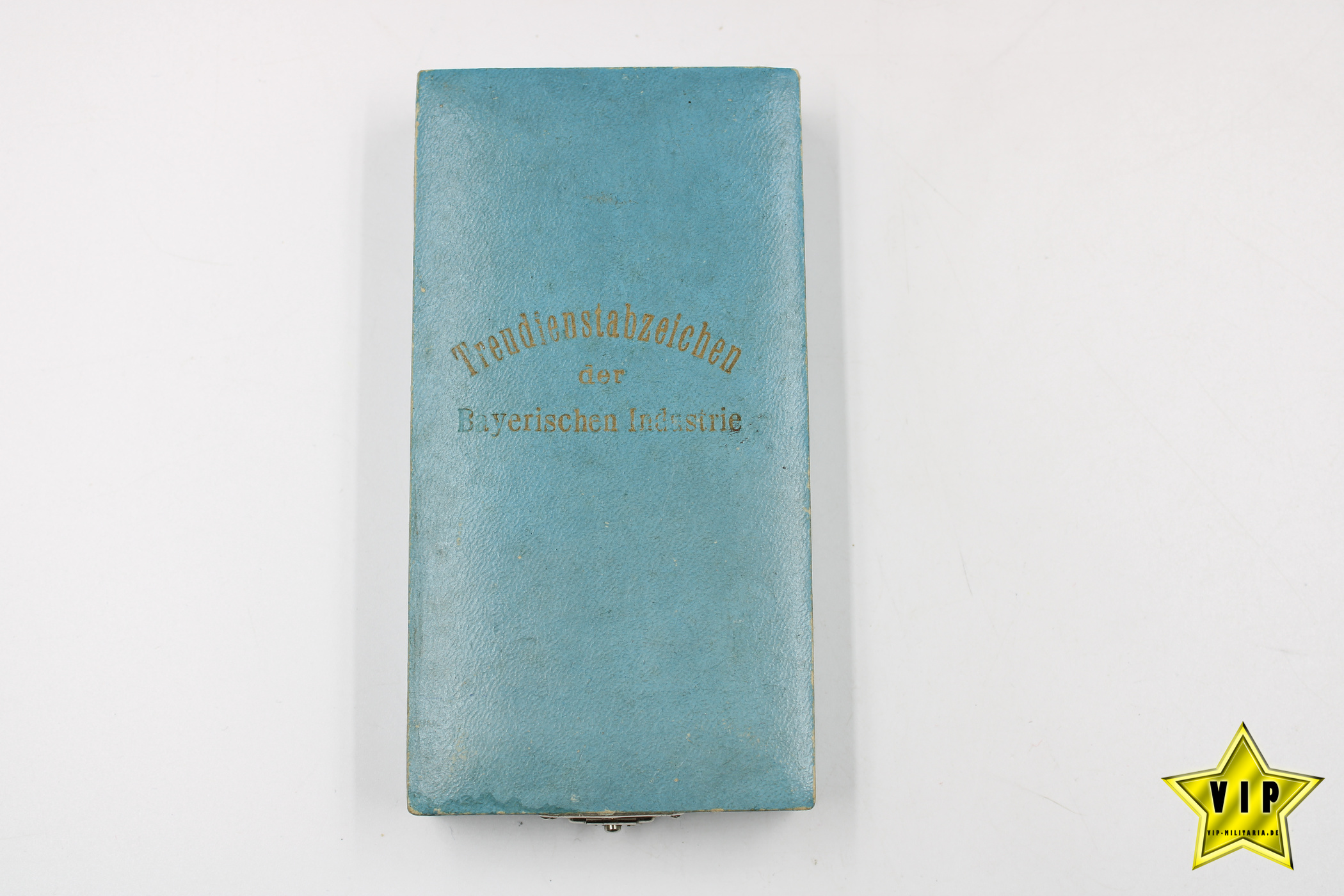 Treudienstabzeichen der Bayerischen Industrie im Etui mit Miniatur in Silber
